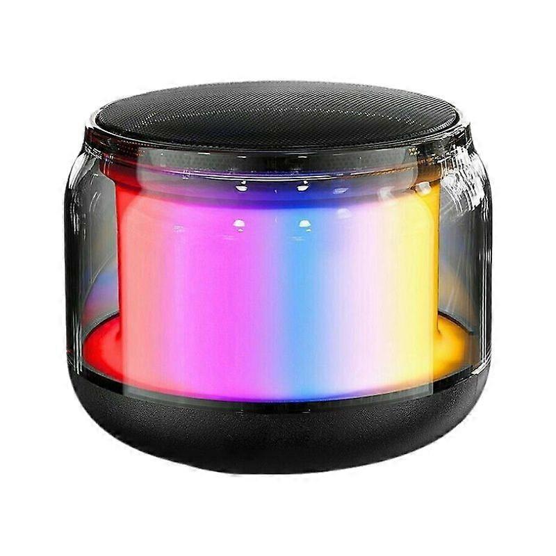 Vibrant Bluetooth Speaker with Colorful Glass, Long Battery Life, and LED Lights,BT5.0 TWS Pairing(Black)
