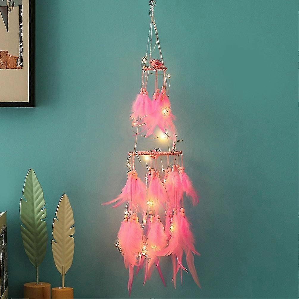 Traumfänger Deko mit warmer LED Lichterkette zu