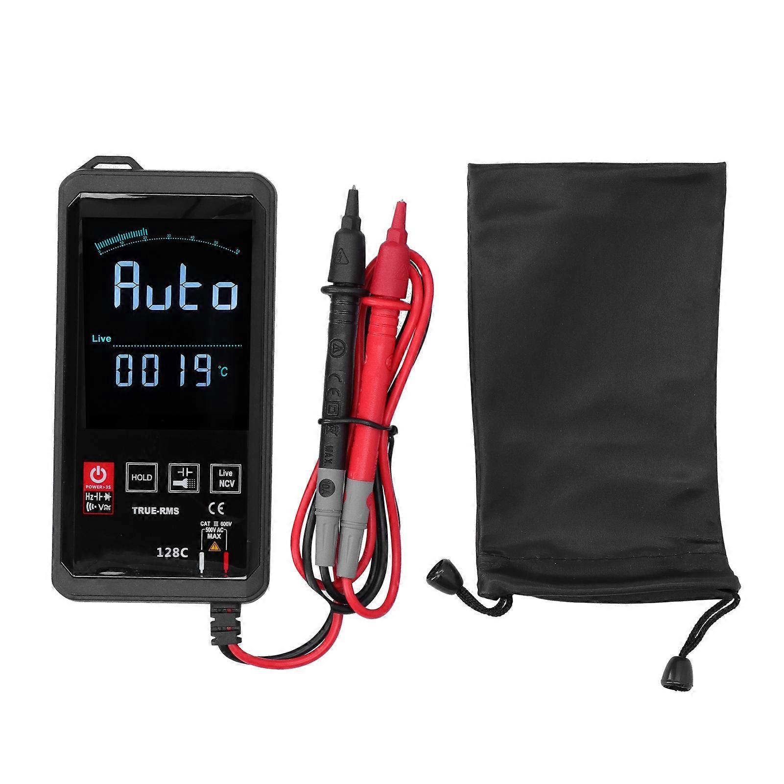 HY128C Intelligent Multimeter Touch Screen Digital Multi-Display Frequency Temperature MultimeterBlack