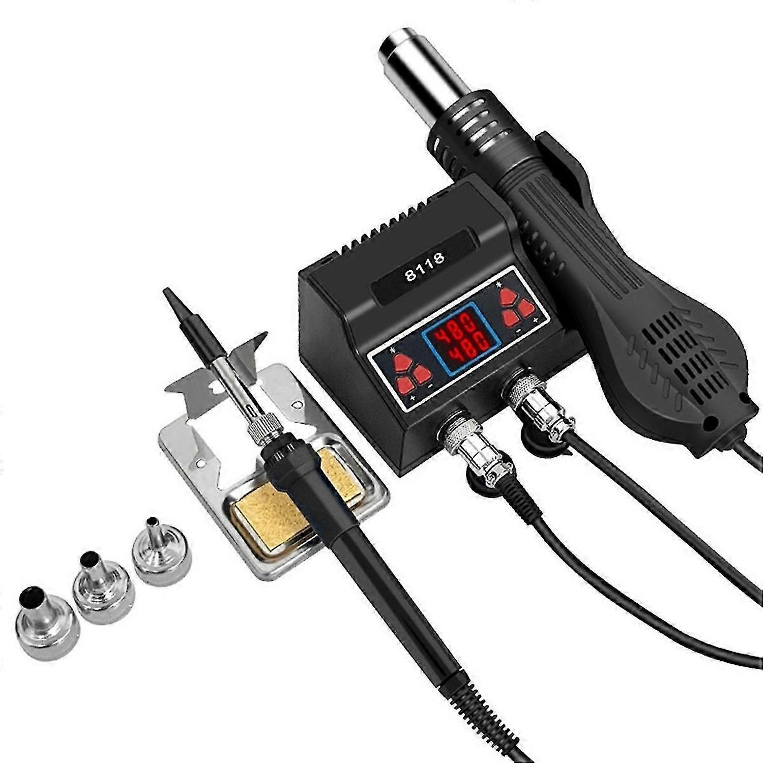 8118 SMD Rework Soldering Station 2-in-1 Hot Air & Soldering Iron for BGA PCB IC Repair, Advanced Welding Tool EU Plug