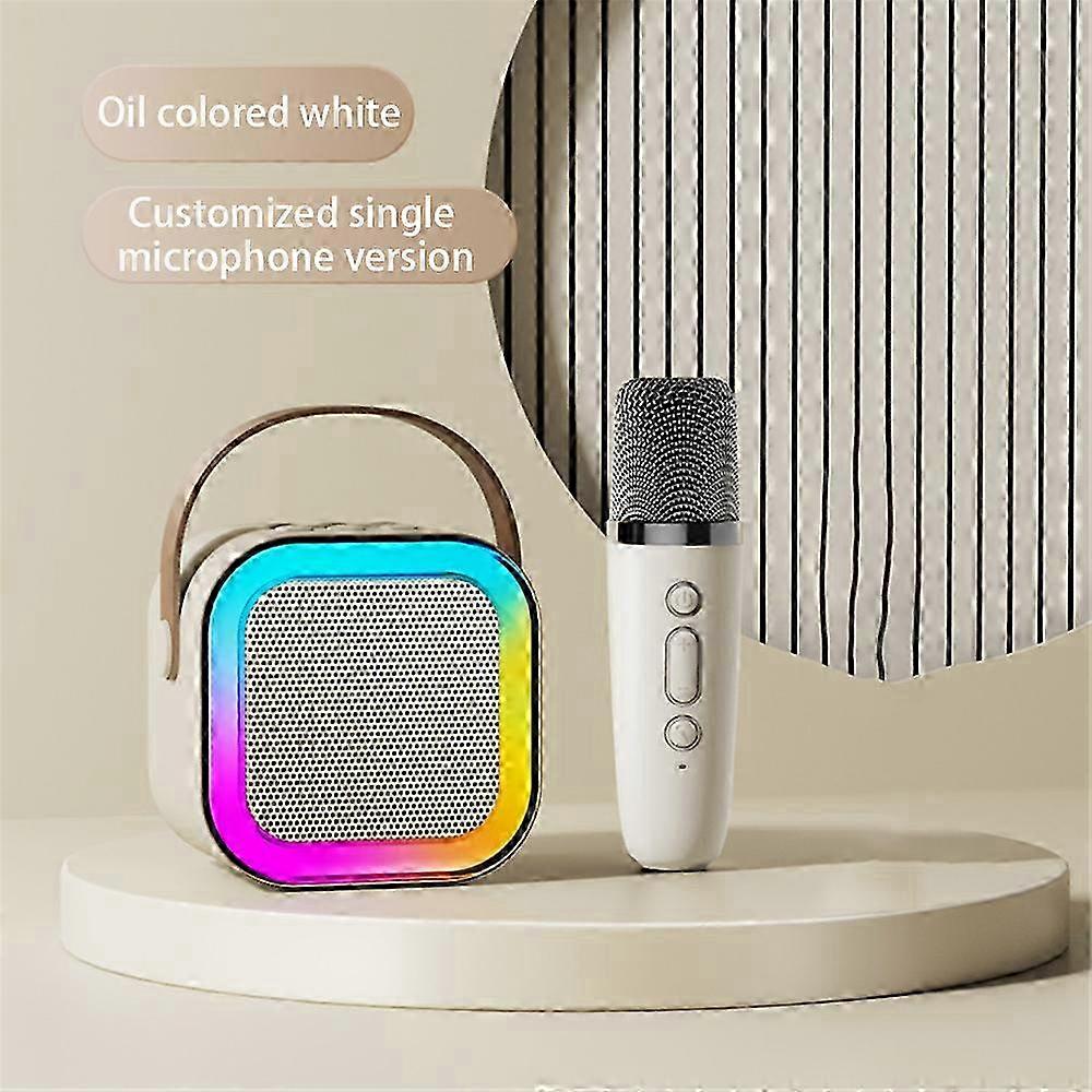 2025 Mini Karaoke Machine Kids with 2 Microphone Portable Bluetooth Speaker with LED