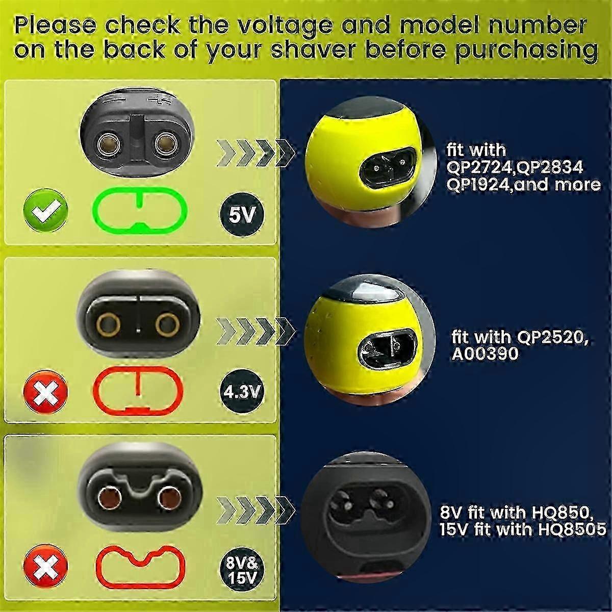 2er-Pack USB-Ladekabel für Elektrorasierer Modelle QP2724 QP2834 QP1924 MG9520