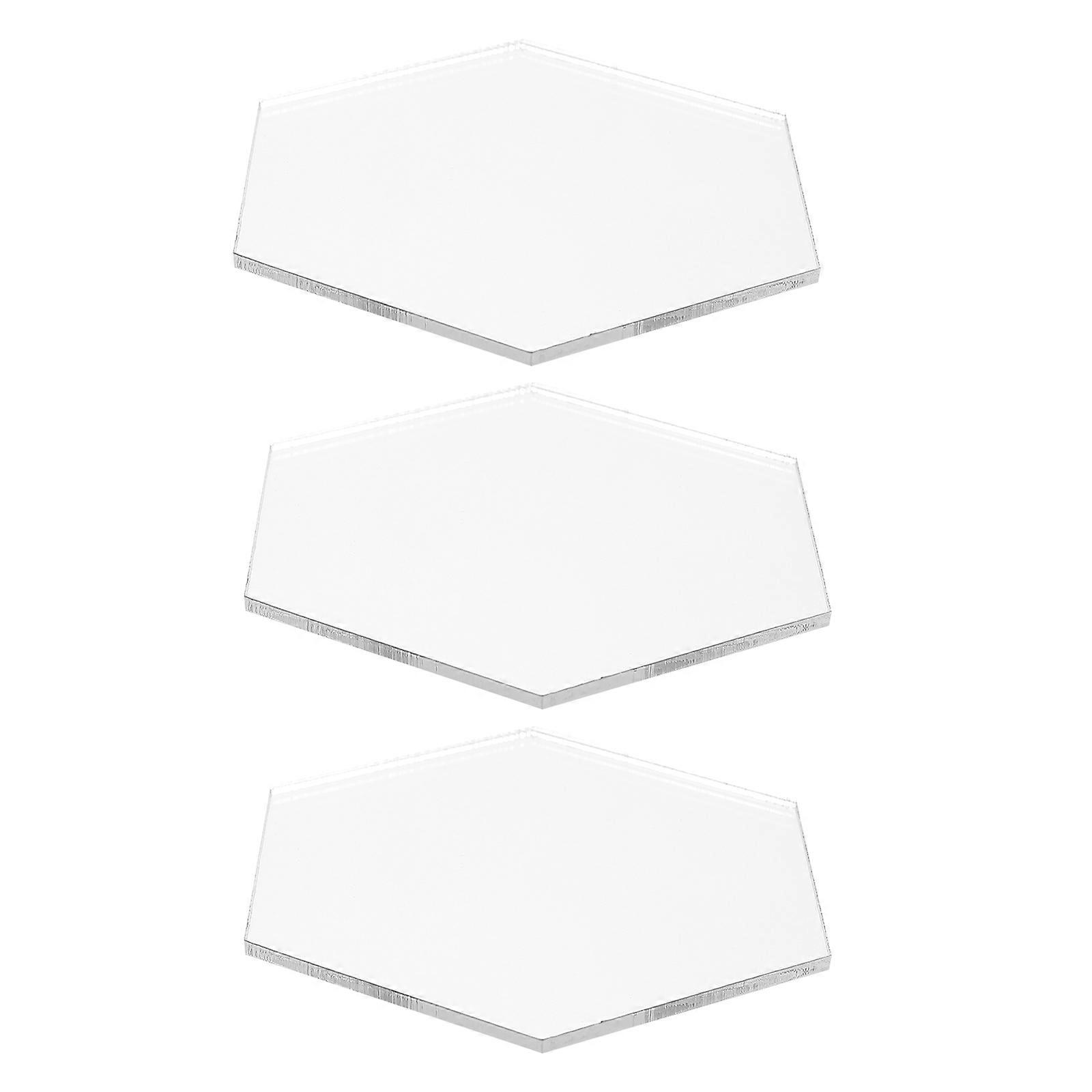 Acrylic Mirror Plate Jewelry Display Stand for Decoration 3Pcs Transparent