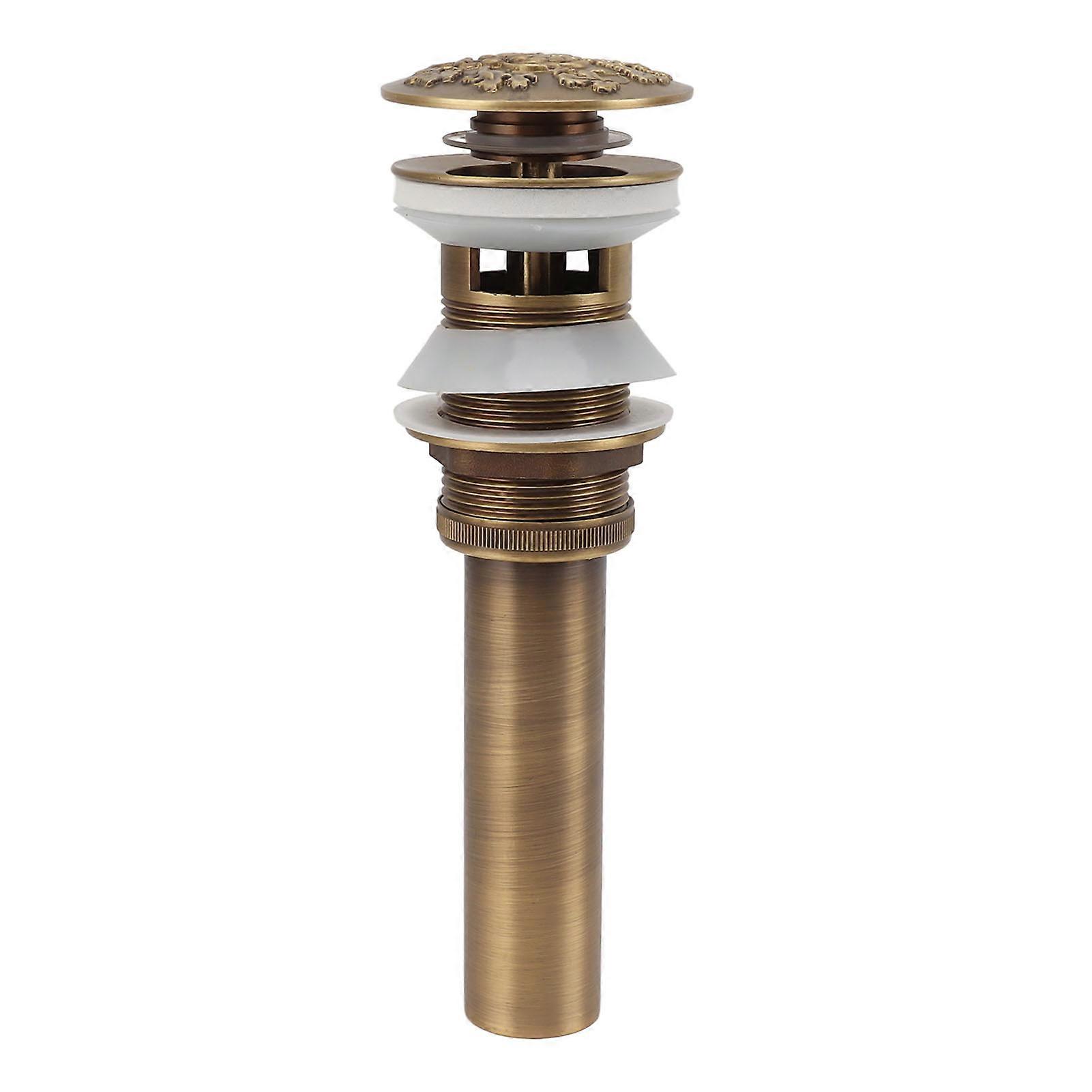 Brass Pop Up Drain Stopper Universal Fit for Vessel Sink Vanity with Overflow Easy to Install Lavatory Drain Stopper