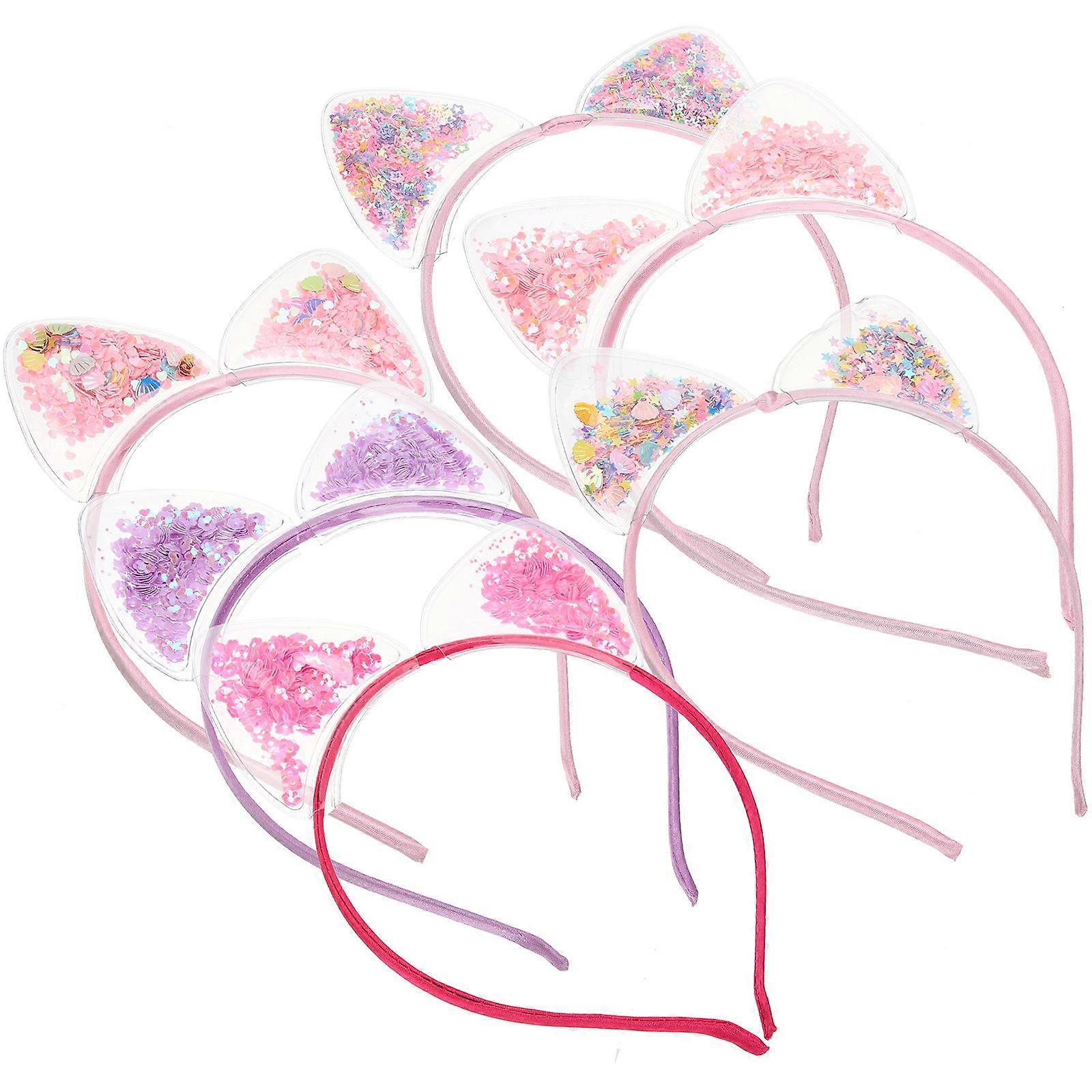 Cute Cat Ear Headband for Decor Featuring Quicksand Sequins 24Pcs Pack
