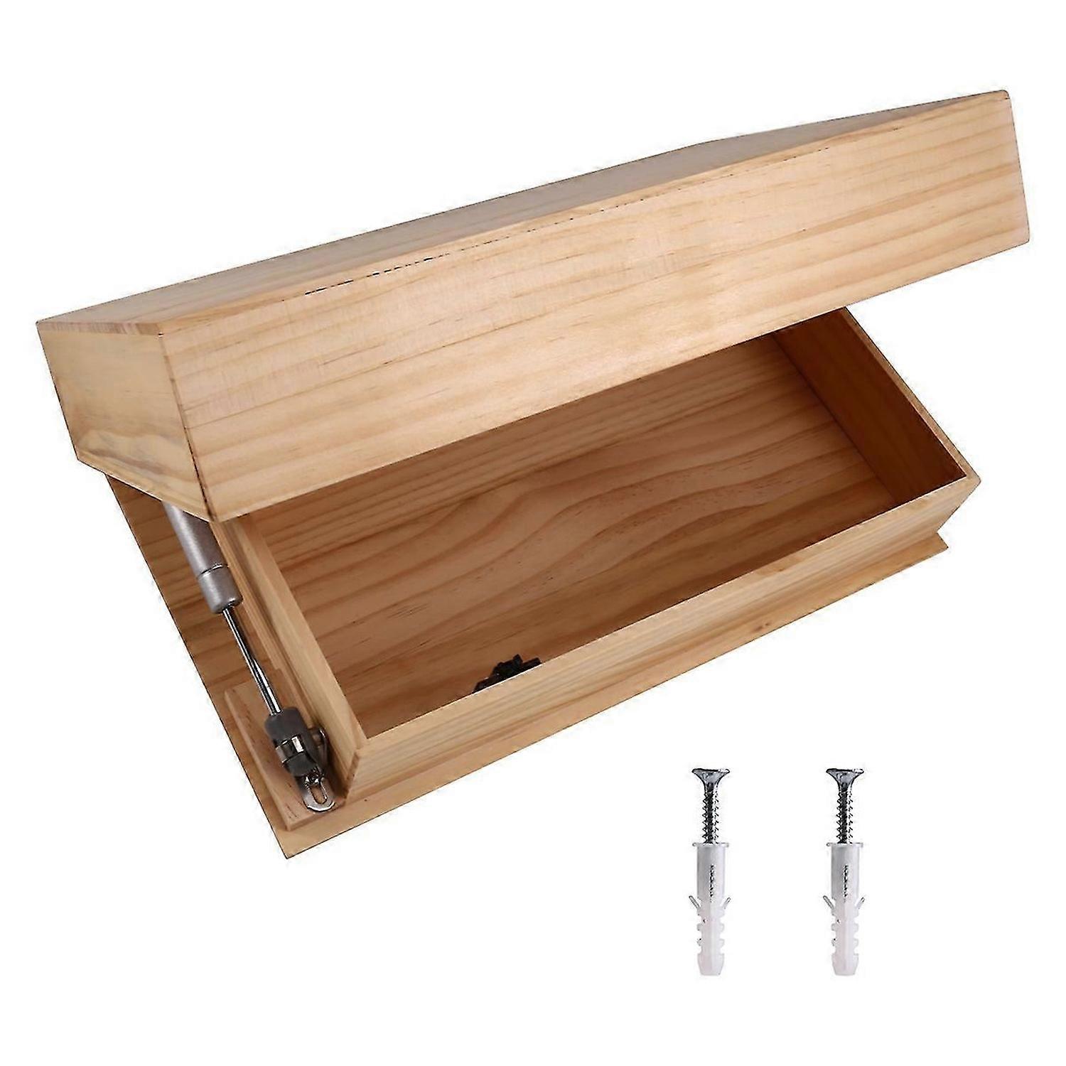 Solid Wood Floating Shelf with Hidden Compartment, Wall-Mounted Storage Rack, Home Decor