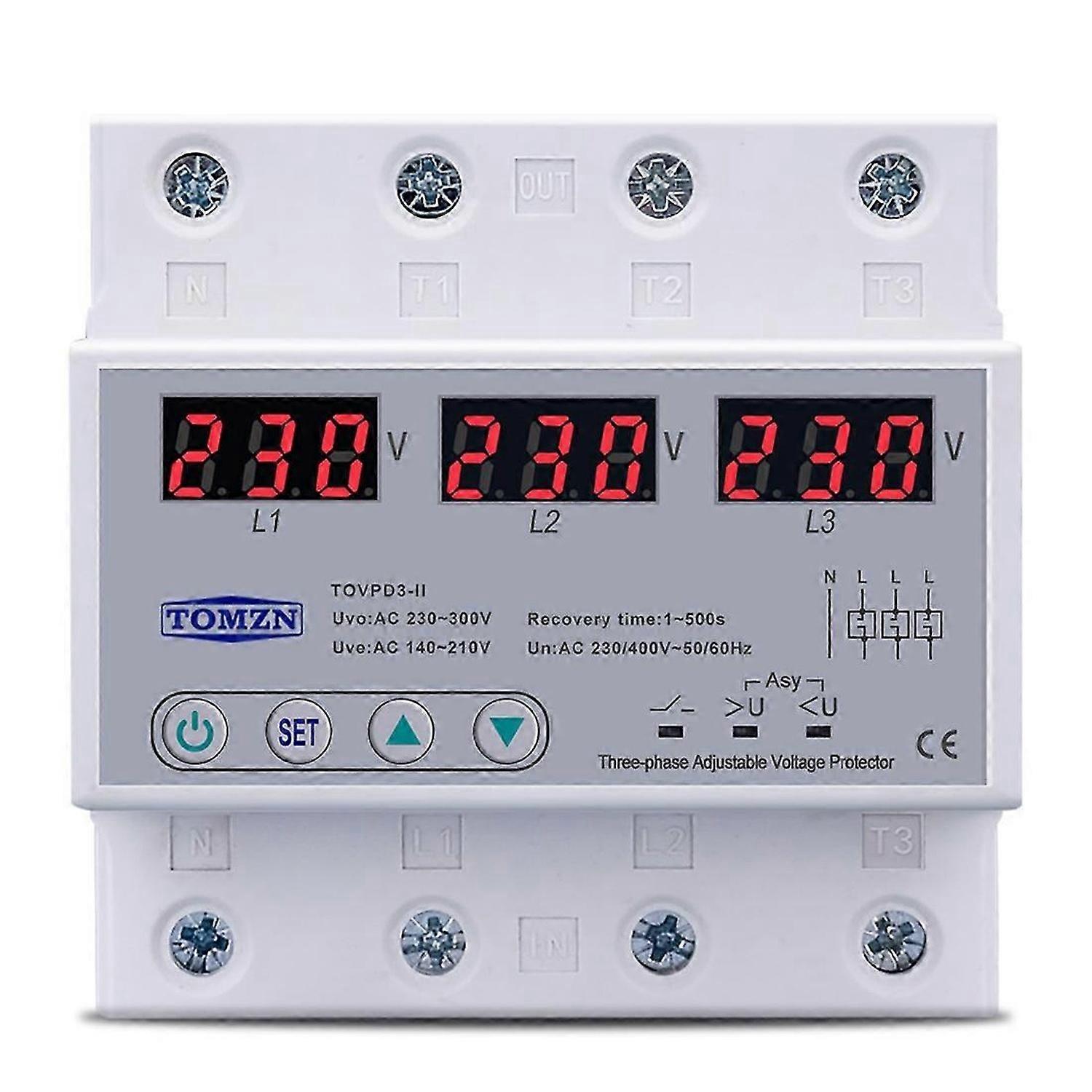 Three Phase Adjustable Over and Under Voltage Protector Automatic Recovery Protective Device Reset