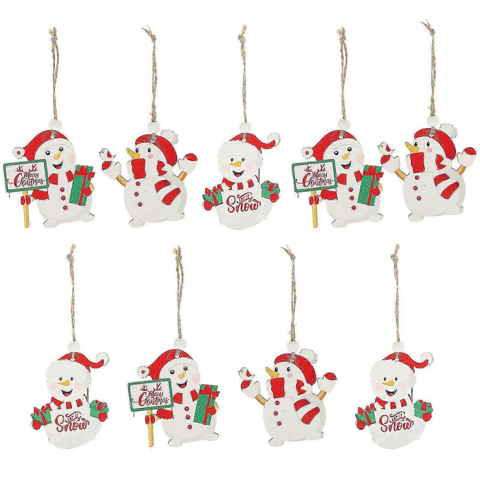 9pcs Wooden Christmas Tree Hanging Decoration Lovely Xmas Themed Hanging Ornament Party Favor