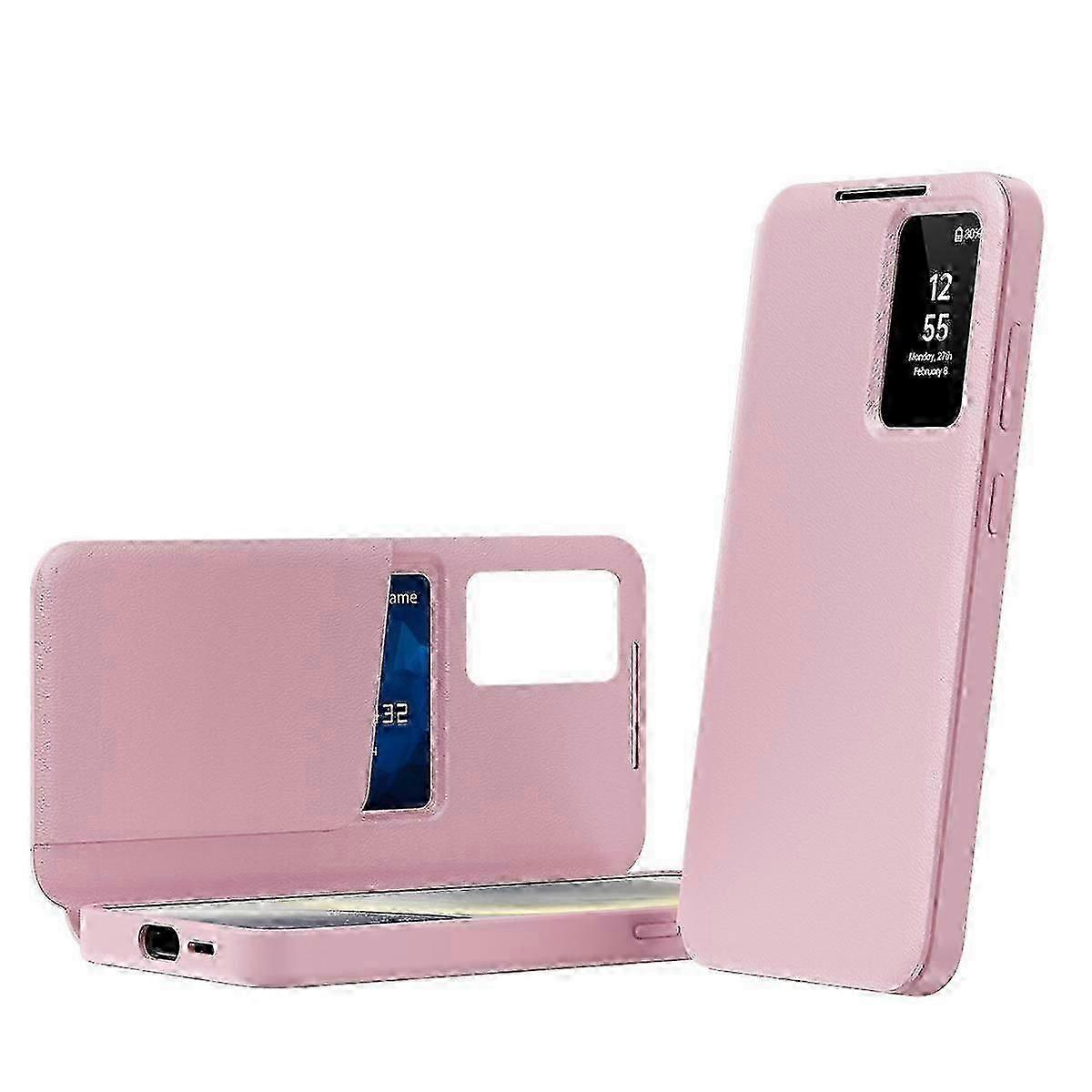 Smart View Window Leather Phone Case with Card Slot - TPU PC PU Protective Cover??