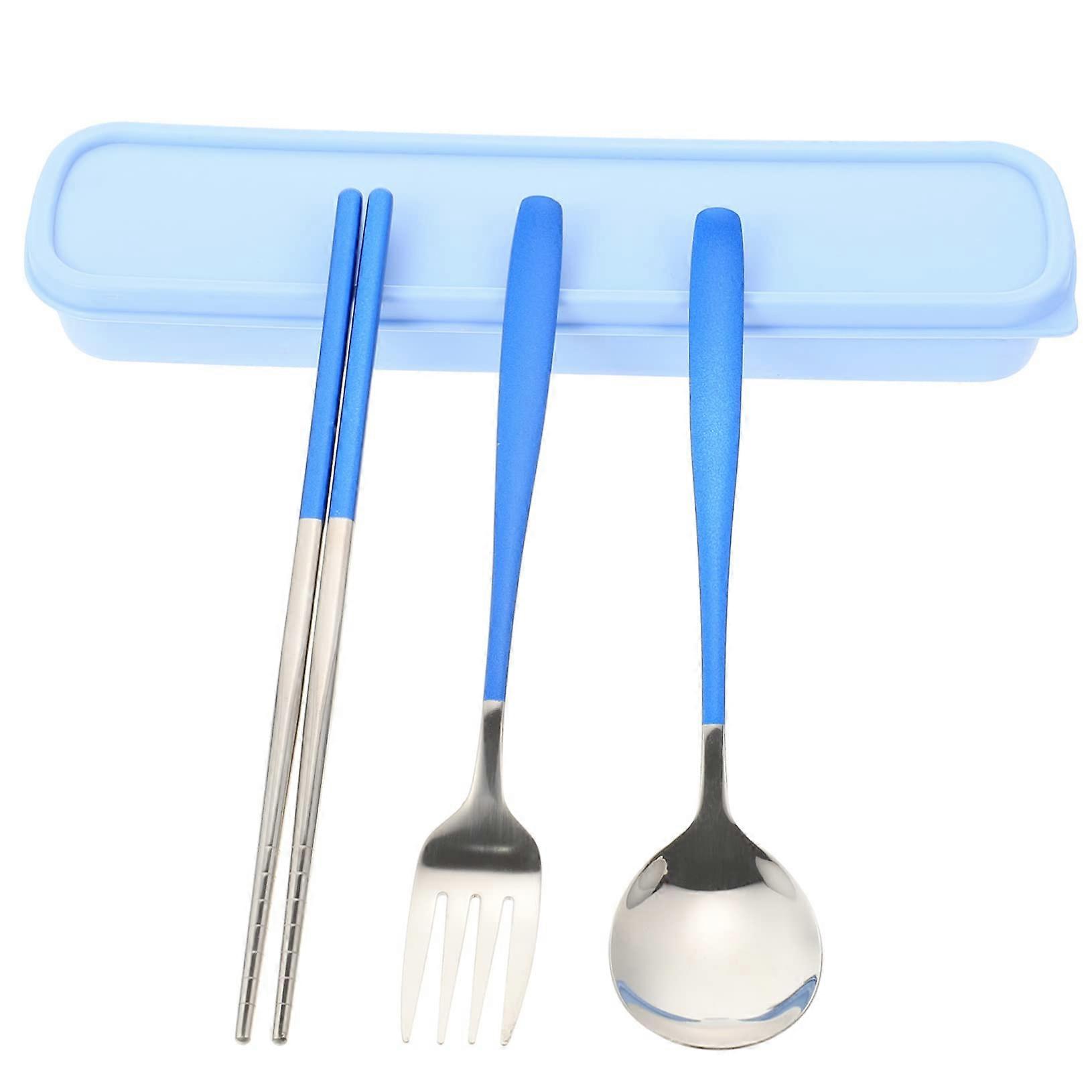 Camping Travel Utensils Set Spoon Fork Chopstick Kit Box Packing Reusable Portable Tableware