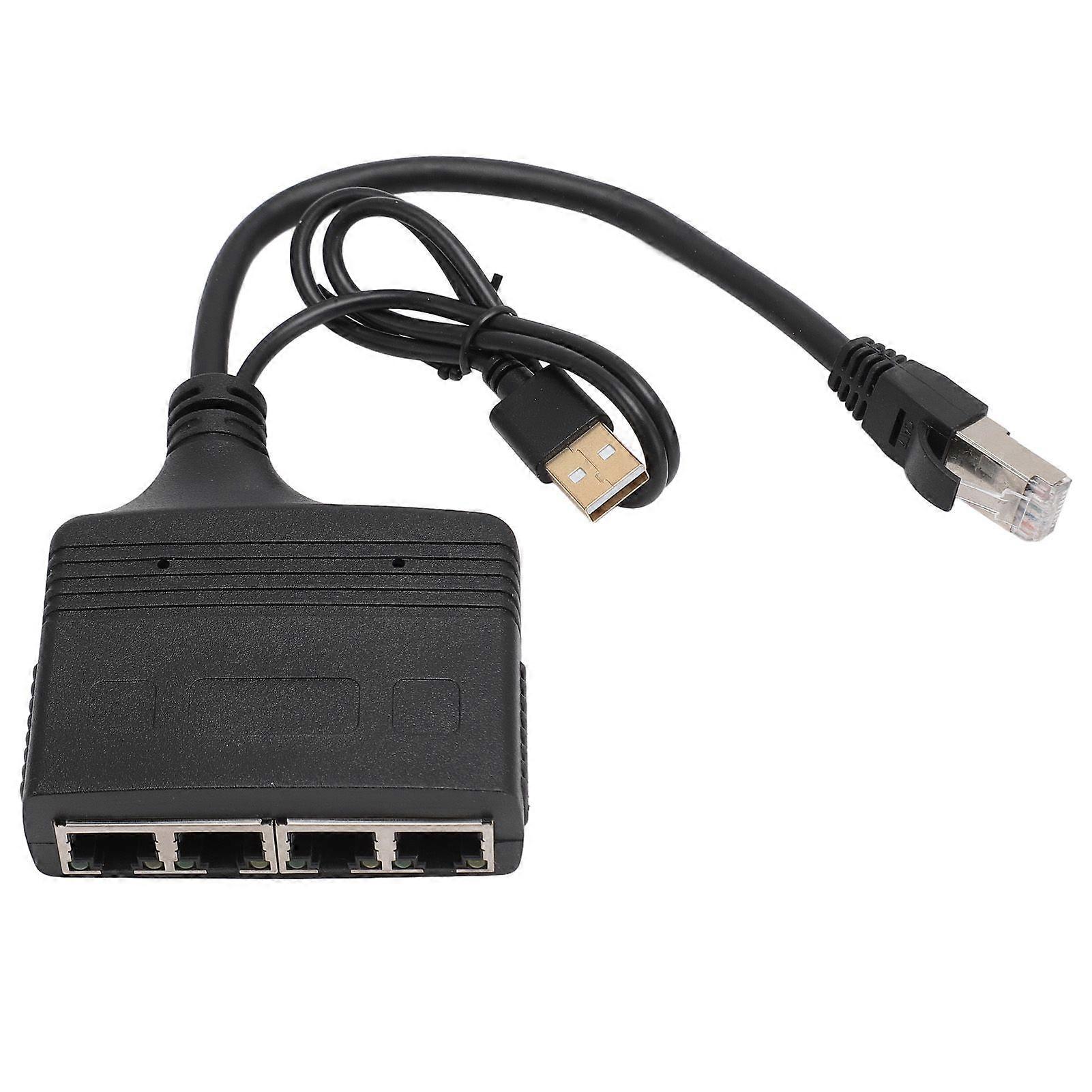Ethernet Splitter 1 in 4 Out RJ45 Interface 1000Mbps Gold Plated Pin Safe Stable Signal LAN Splitter for Switch TV PC