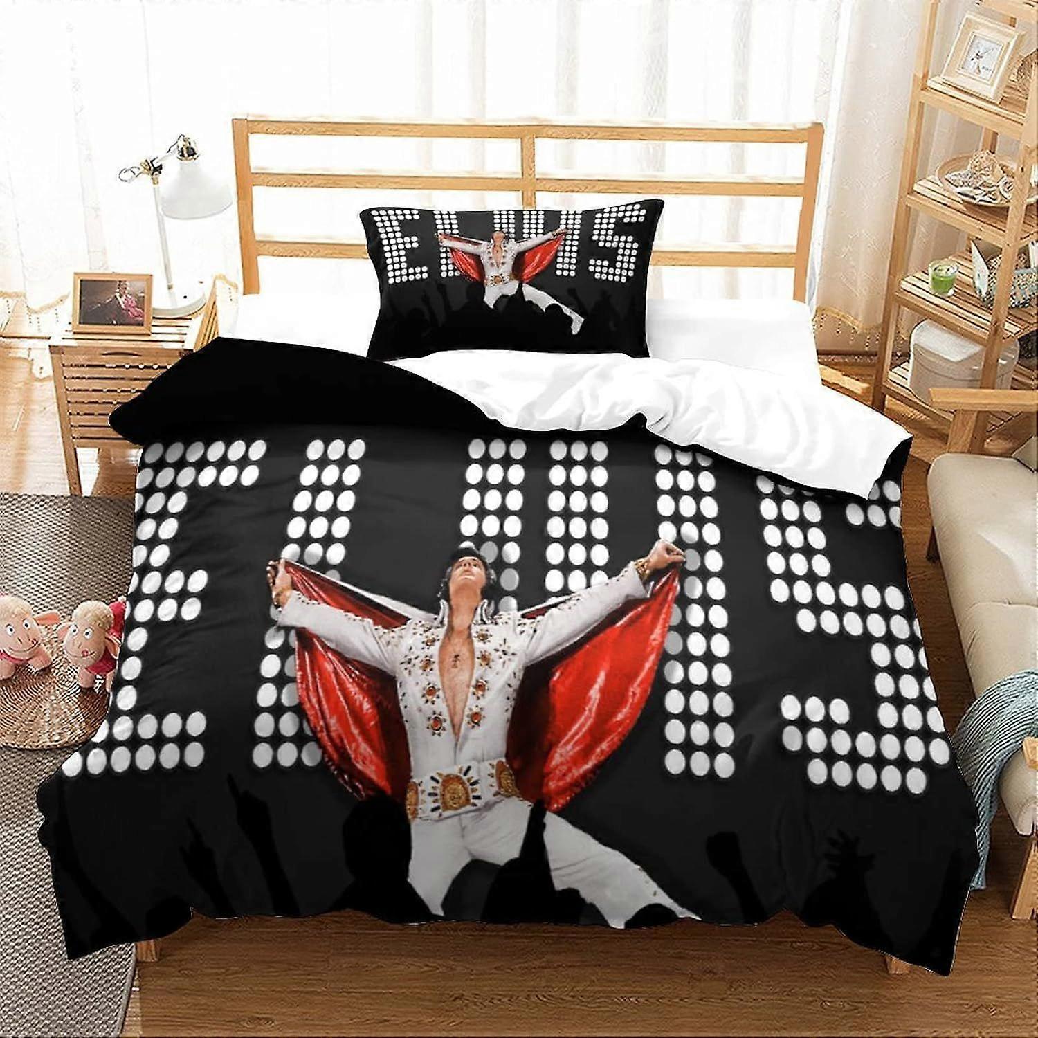 W565 Elvis Presley 3D Print Duvet Cover Set Single Print Duvet Bedding Set Bedding Set Soft Elvis Presley Lightweight Microfiber Quilt Cover with Zipp