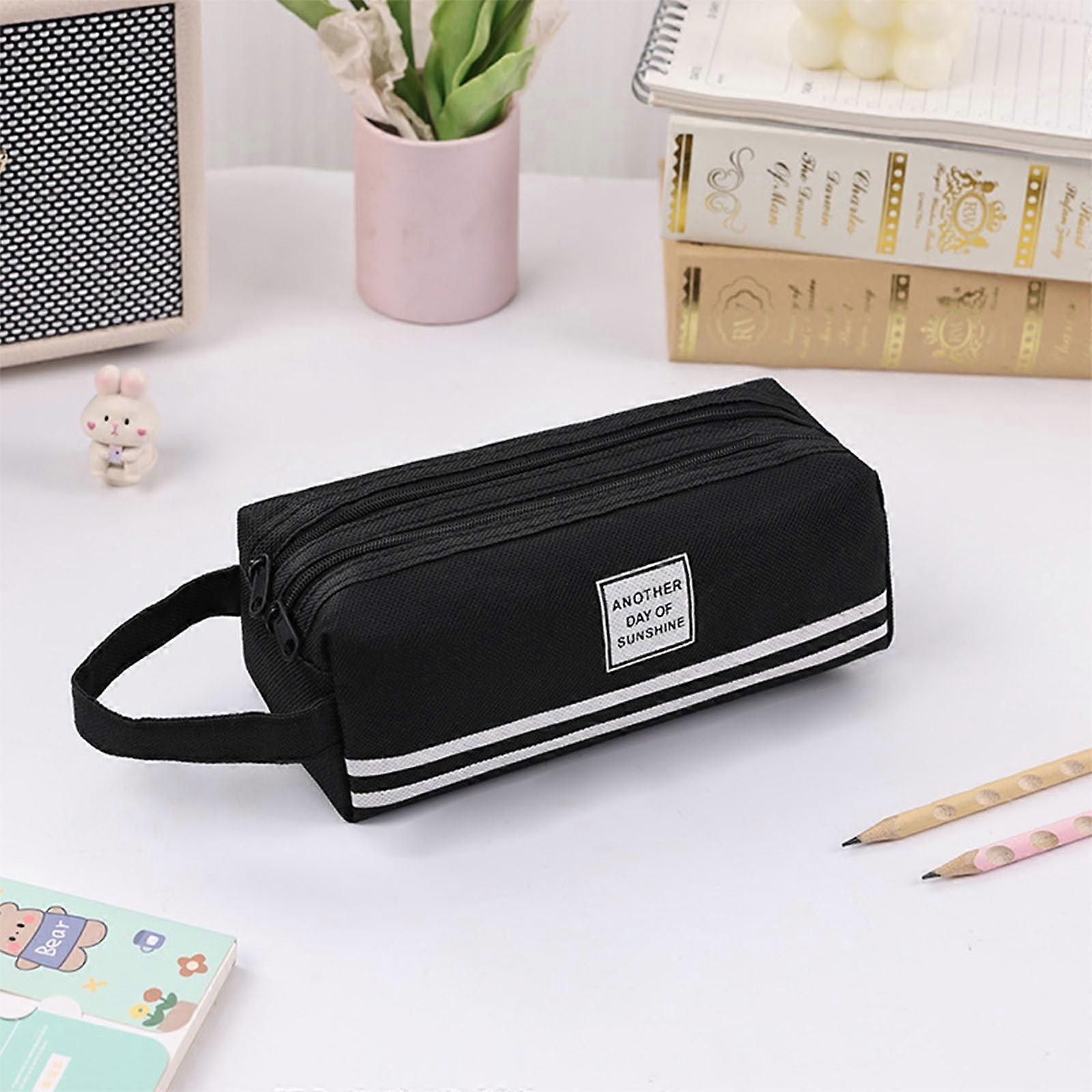 Xhegex Double-layer Cloth Pencil Case Large Capacity Double-pull Pencil Case Students Portable Zipper Portable Pencil Case,Home storage gift