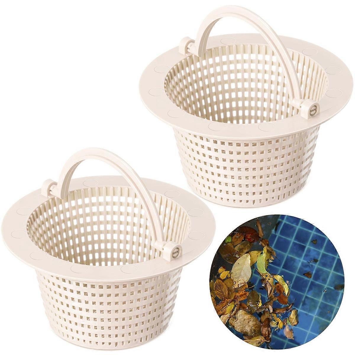 2Pcs Pool Skimmer Basket with Handle,Leaves Removal Swimming Pool Filter Replacement Basketfor Swimming Pools Cleaning,D