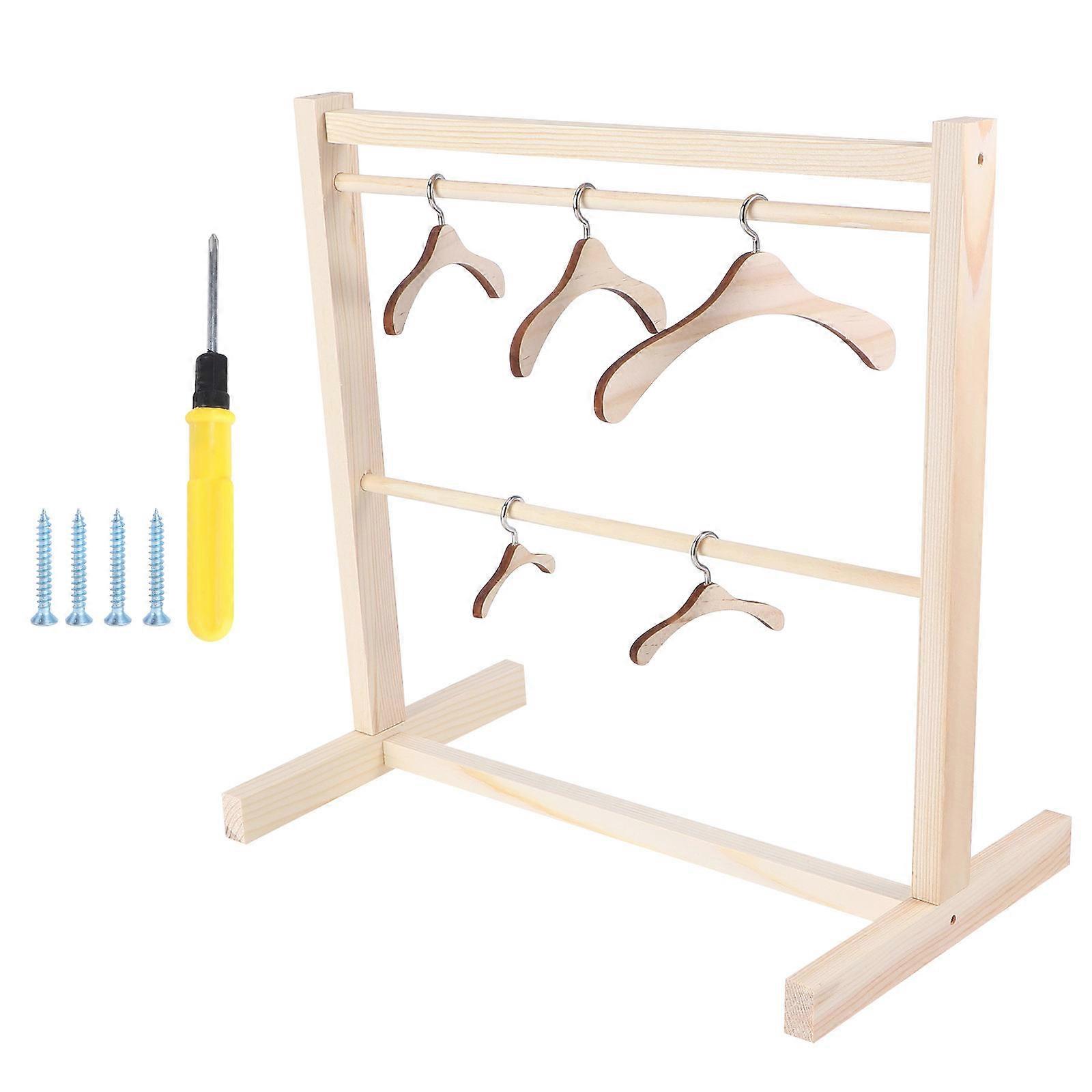 Wooden Doll Coat Rack for Hanging Use 1Set Simple and Practical