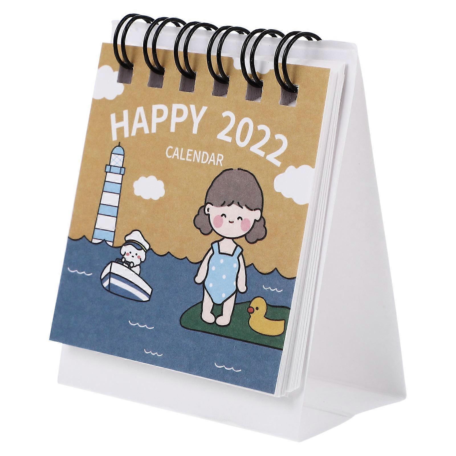 Desktop Calendar Creative 2022 Monthly Planner Calendar 2Pcs for Daily Use