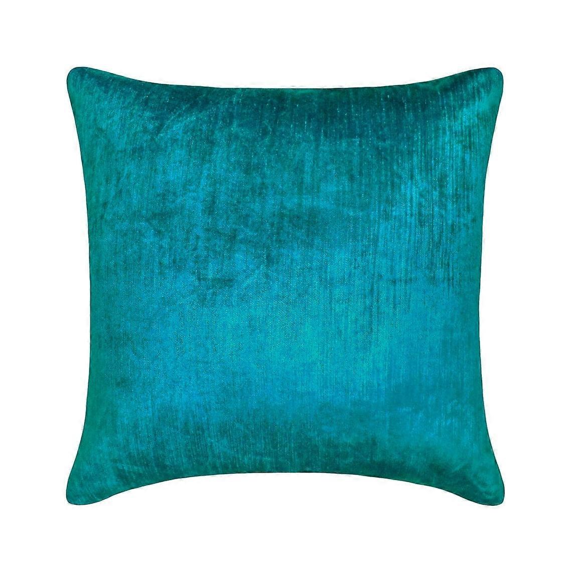 HomeCentric Decorative Teal 12"x12" Velvet Throw Pillows, Double Side, Linen & Top Zipper for Couch, Solid Modern Style - Compatible with Jules