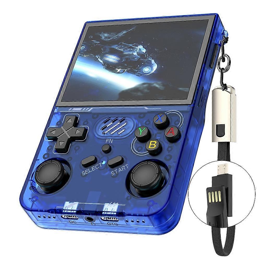 4pc R36xx Retro Handheld Game Console WiFi Version with 64G Card - Transparent Blue