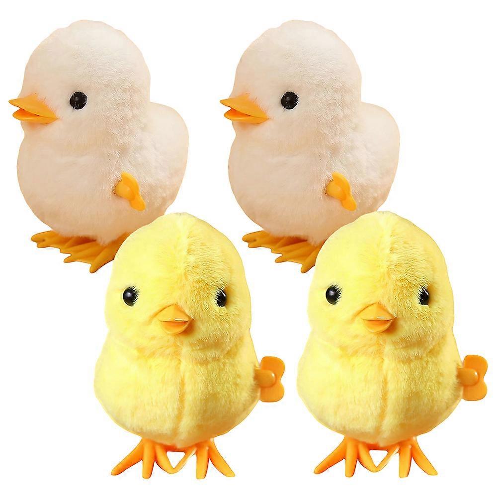Wind Up Chick Plush Toys Jumping Toys for Decoration 4Pcs Assorted Color