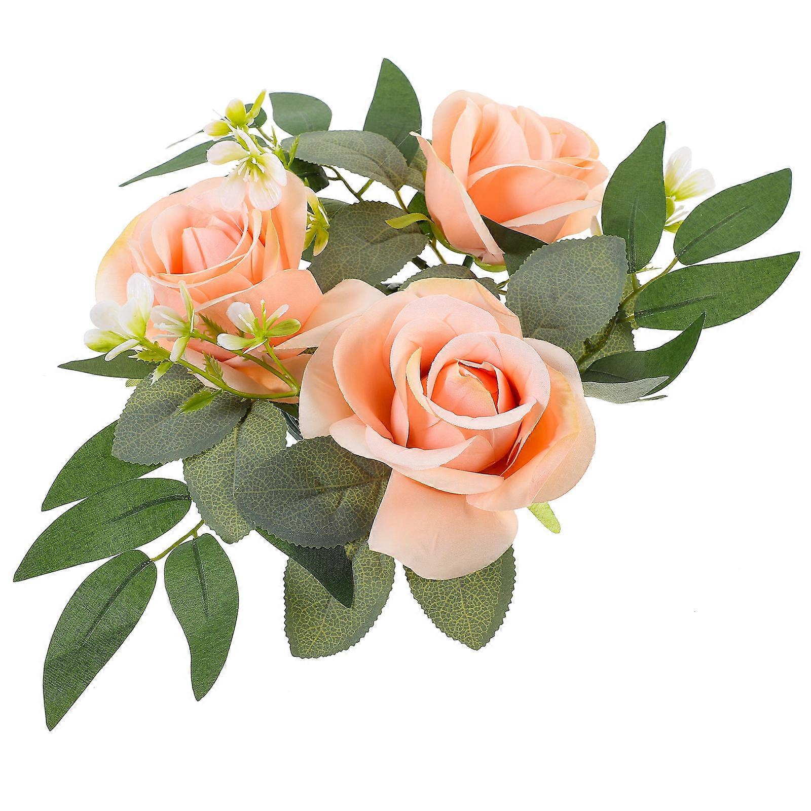 Candle Wreaths Rings 4Pcs Realistic Fake Flower Table Centerpiece Suitable For Table Decor Event Decoration Elegant Design