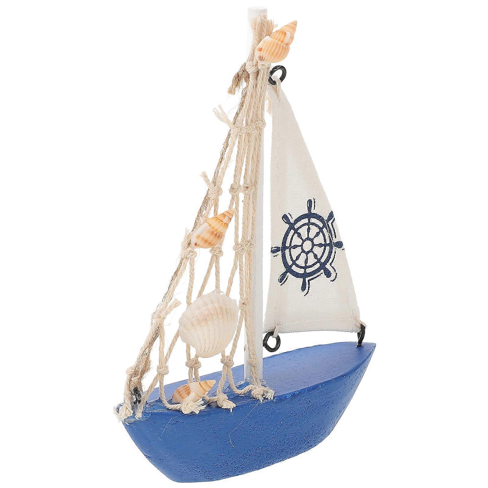 Mediterranean Ship Desktop Ornament 2Pcs Nautical Sailing Boat Model Compact Decoration for Events