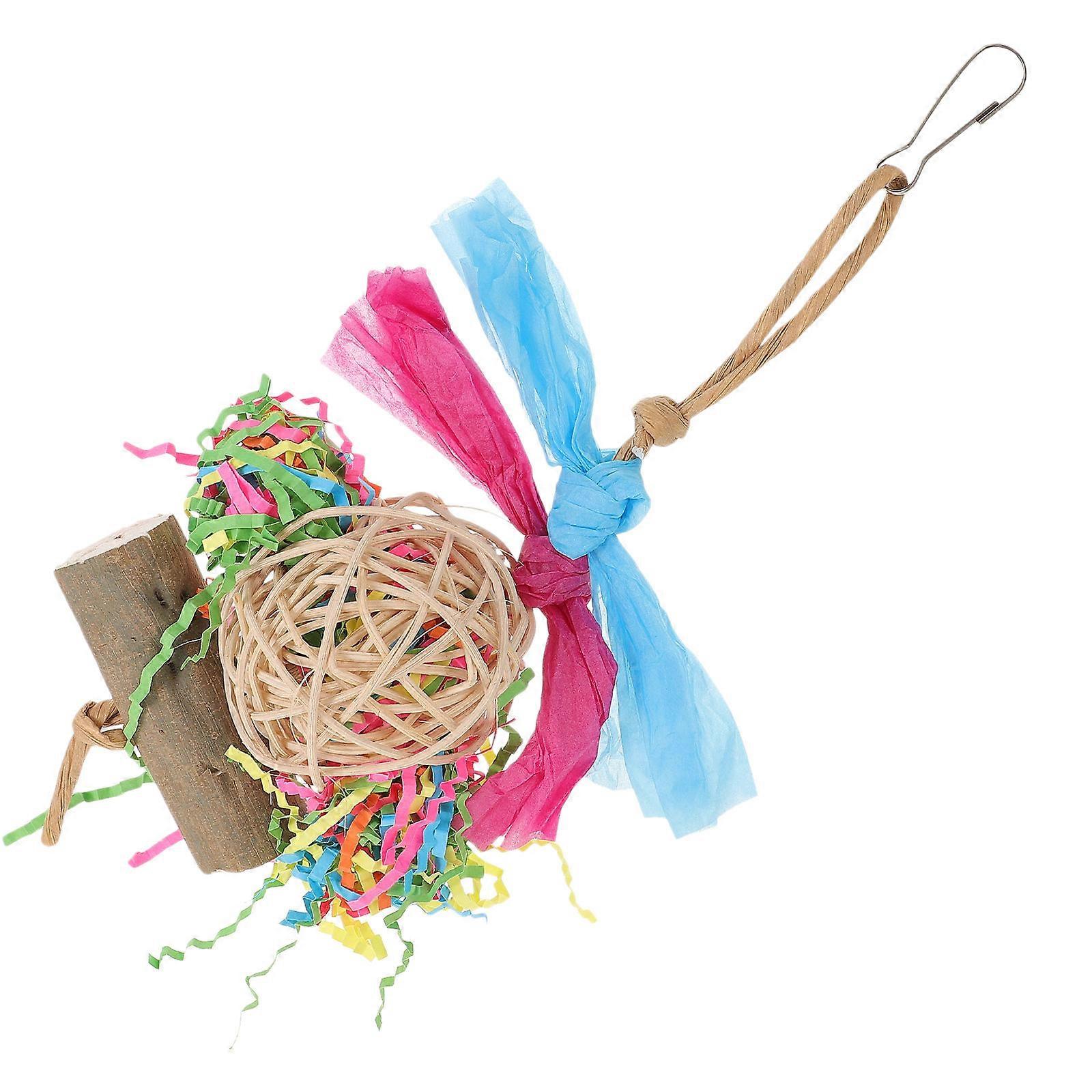 Bird Chew Toy Wooden Hanging Foraging Toy Parrot Cage Play 3Pcs