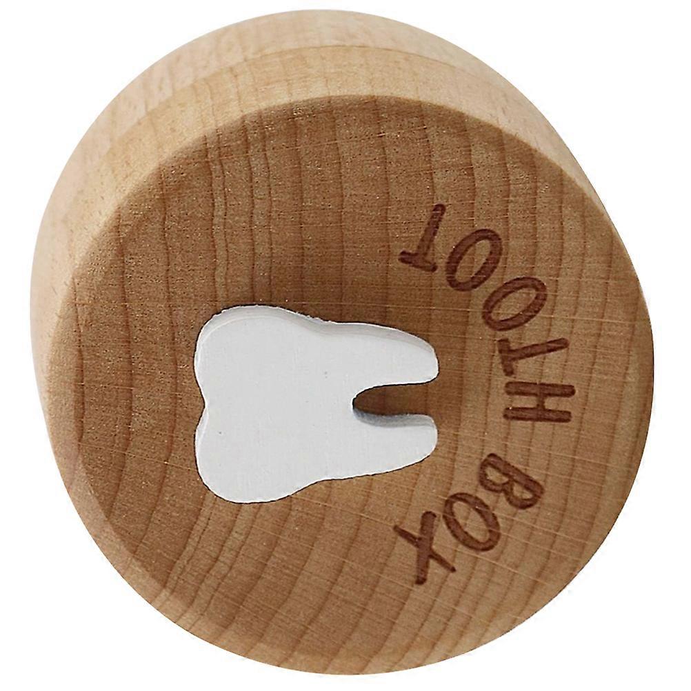 Cute Baby Tooth Box 2Pcs Wooden Souvenir Storage Container For Children Keepsake Light Brown Simple Design Home Use
