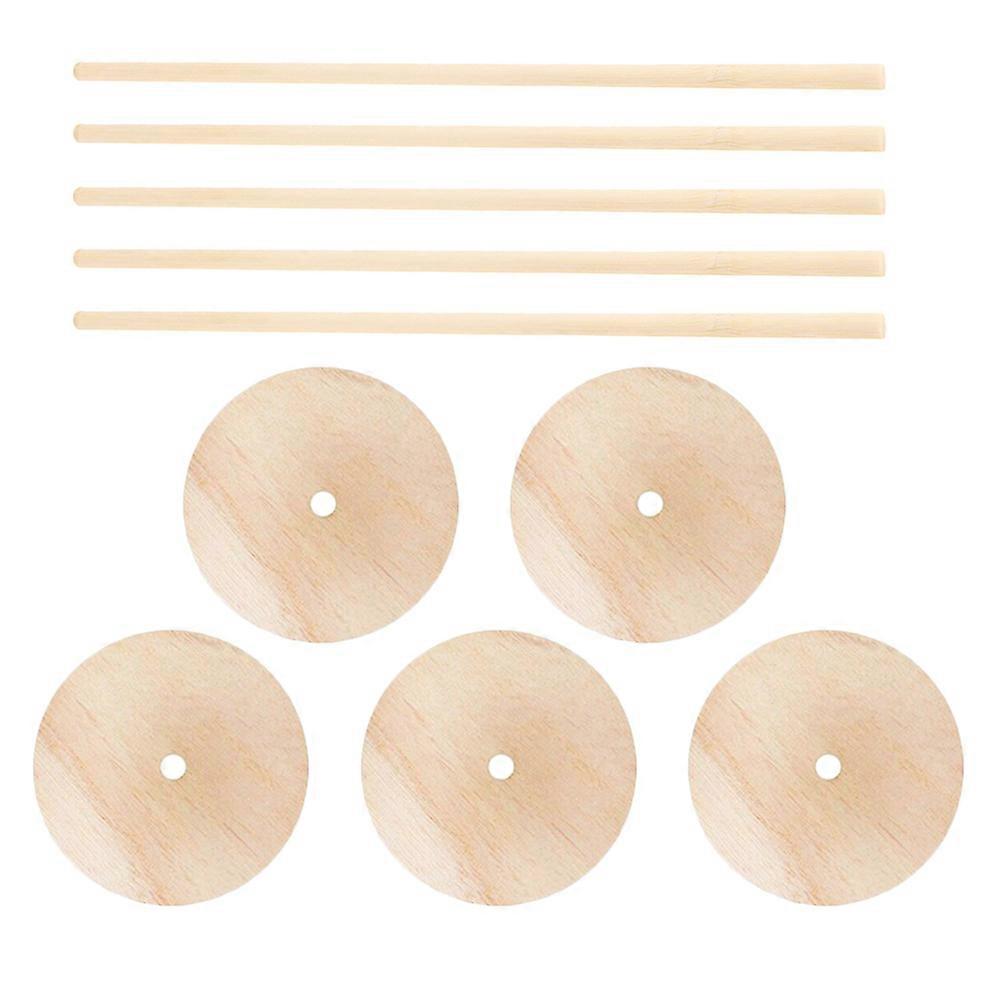 Wood Donut Stands 5 Pcs Detachable Display Holder For Birthday Party Beige Round Smooth Surface And Edges