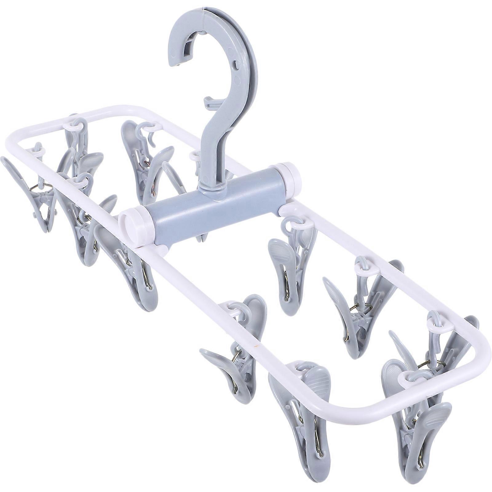 3Pcs Foldable Blue Laundry Drying Hanger with 12 Strong Clips