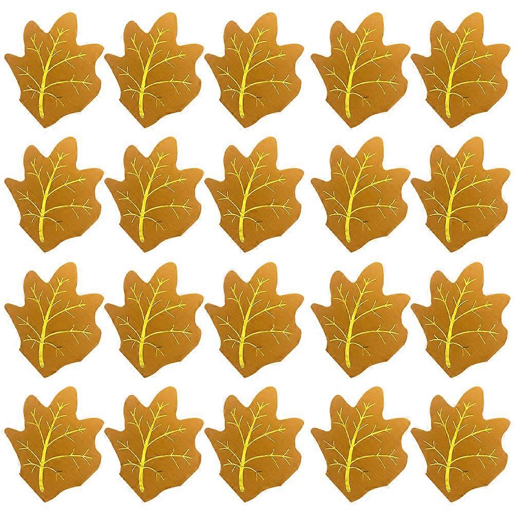 60 Sheets Disposable Maple Leaf Napkins Golden Color Crafted For Fall Events And Dinner Settings With Design