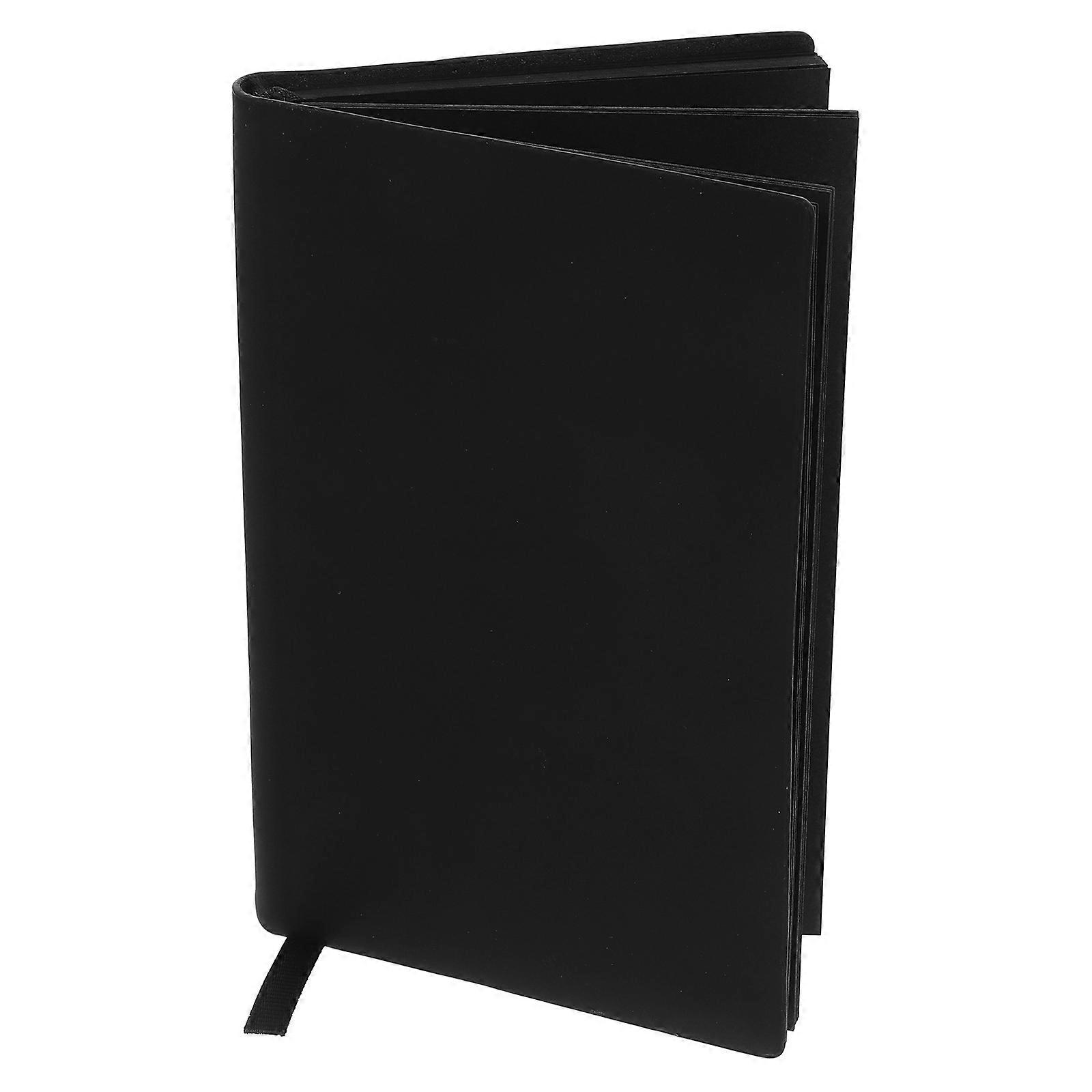 Black Paper Blank Notebooks with PU Cover for Journaling 3Pcs Pack