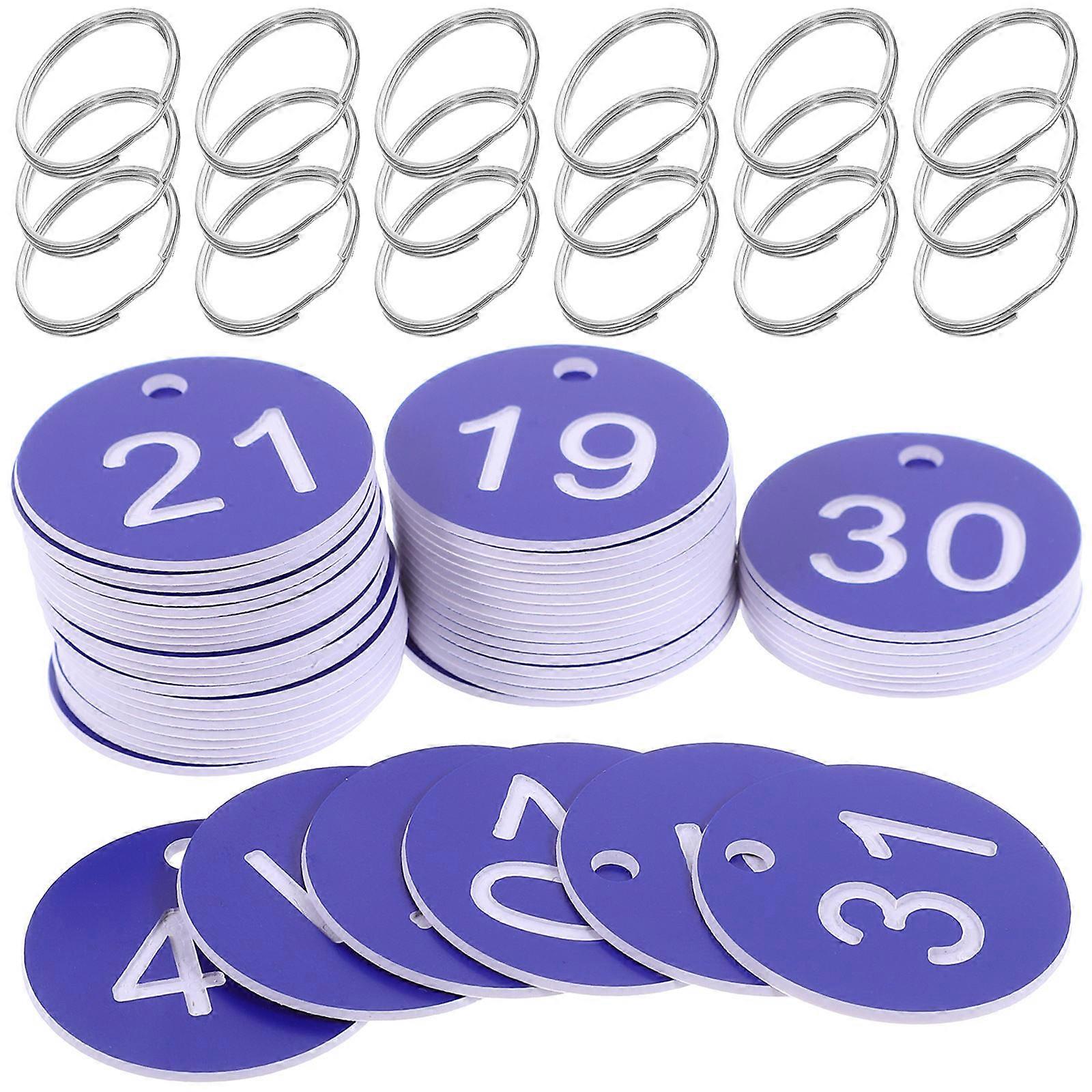 Portable Round Number Tags 100 Sets Acrylic Tags For Labeling Shopping Mall And Beehive 3.4X3.4CM With Iron Rings