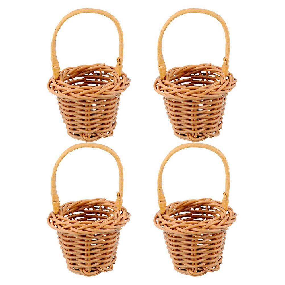 Mini Flower Basket for Decor 12Pcs Handmade Rattan Tote Basket DIY Toy