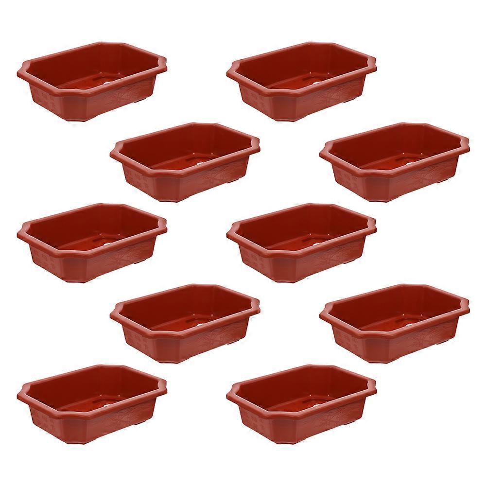 Bonsai Training Pots Rectangular Plastic Planter for Planting 50Pcs Dark Red