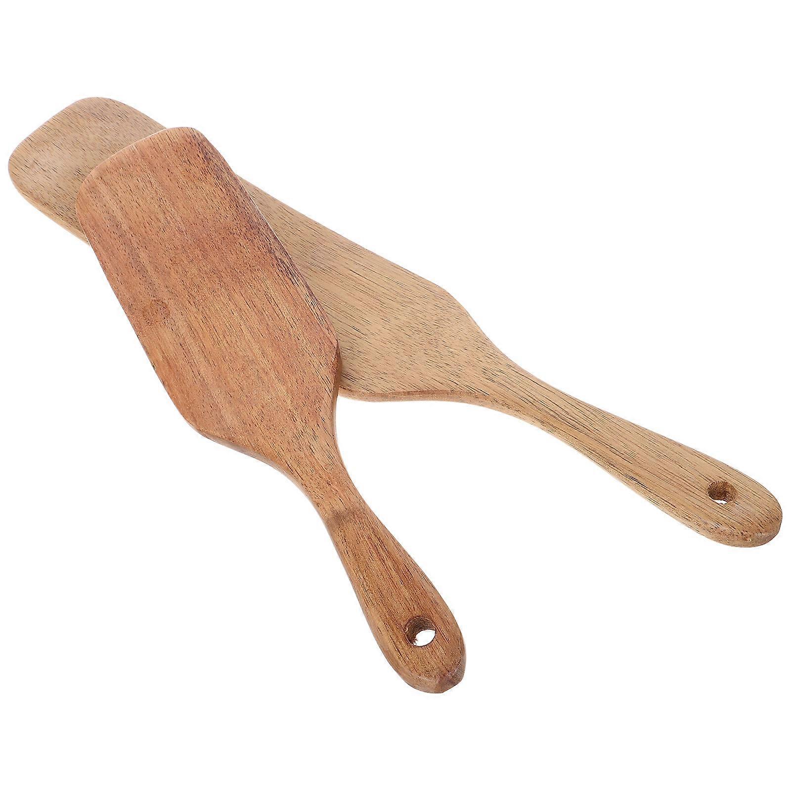 Serving Spoons Wooden Cooking Paddle Nonstick For Cooking Minimalist Design 2Pcs