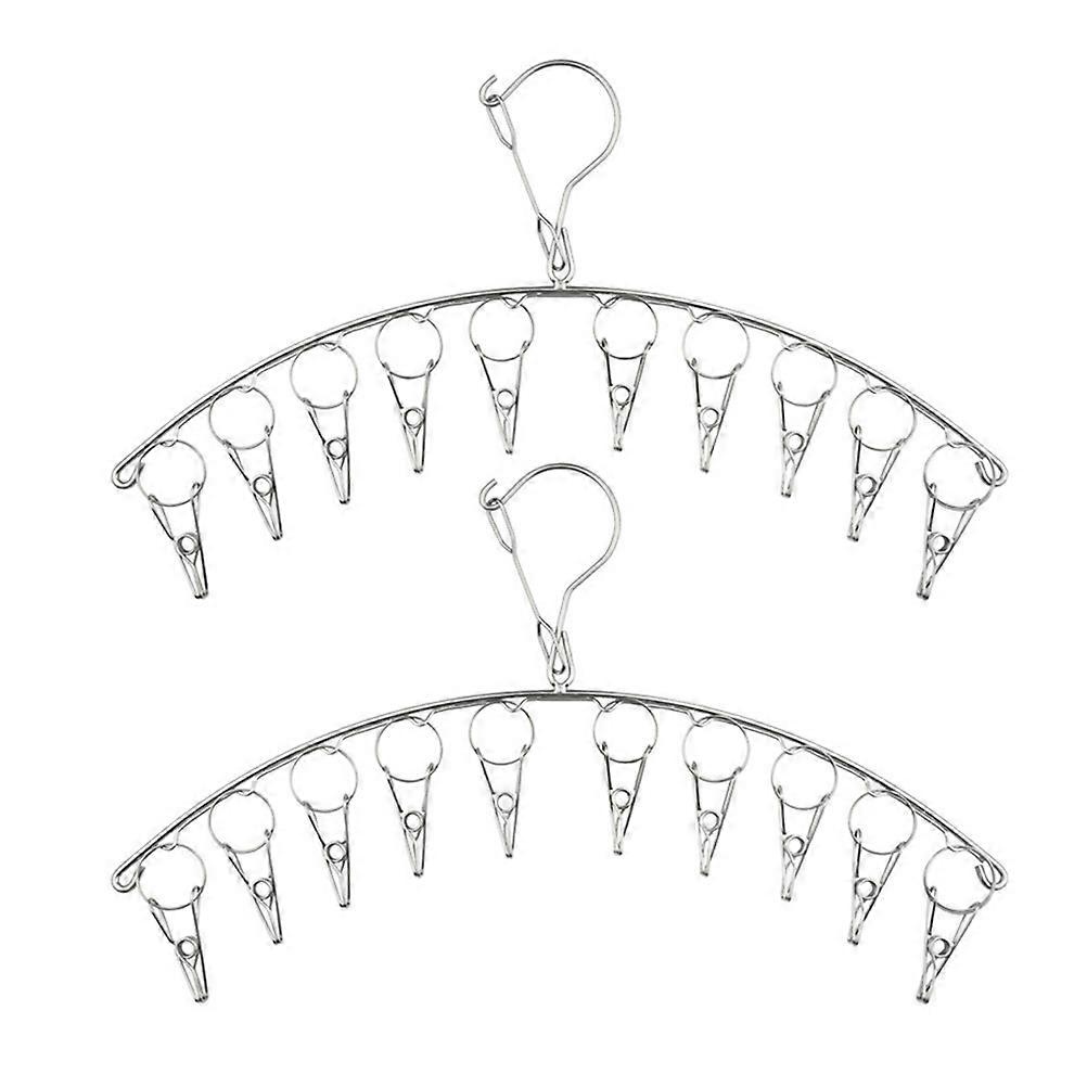 Stainless Steel Laundry Drying Hook for Clothes Hanging 10 Clips 4Pcs