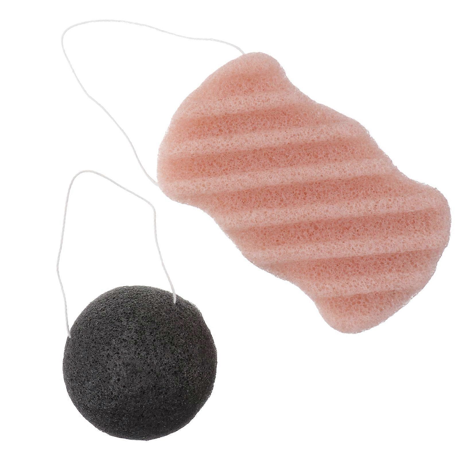 Bamboo Charcoal Sponge For Bathing And Cleansing 2Pcs