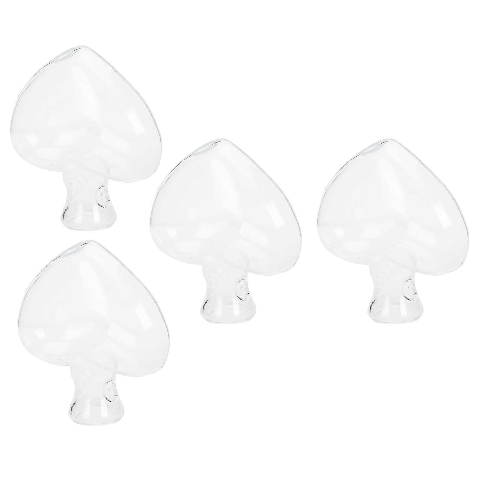 Quality Hydroponics Plant Bottles 4Pcs Transparent Glass Container for Plants Heart-shaped Storage 9x8cm Durable