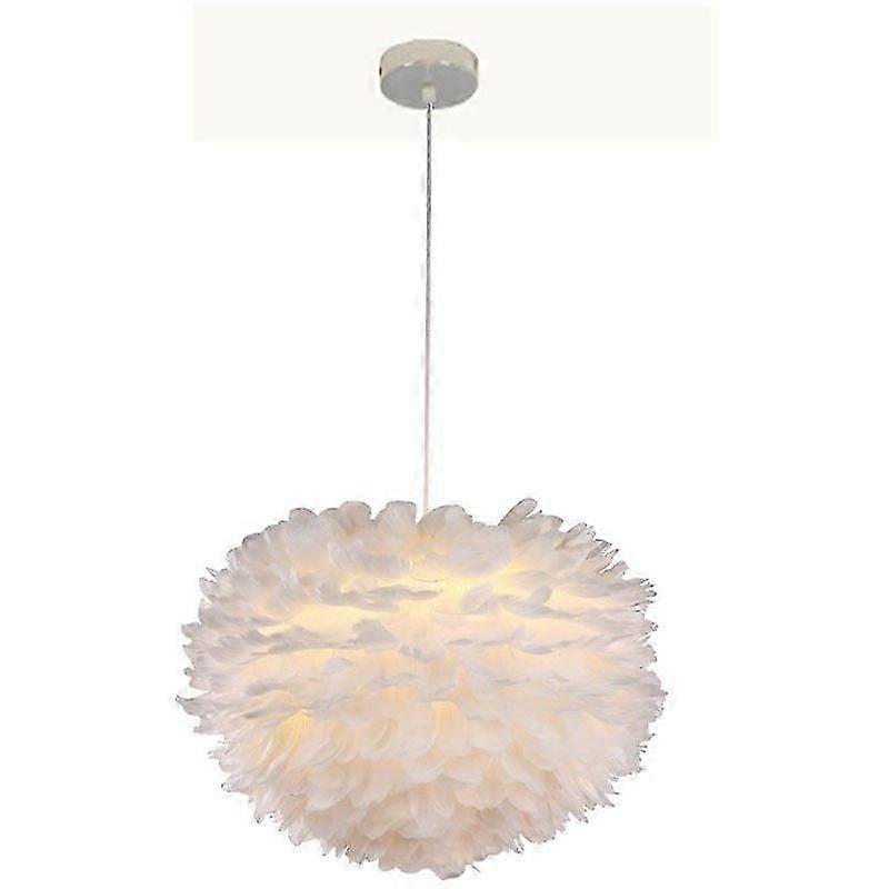 Nordic minimalist white feather hanging lamp - white