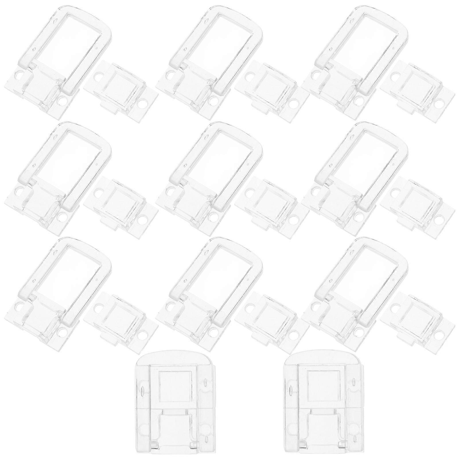 Mini Acrylic Clasp Hasp Lock 20 Sets Clear Box Hinge Latch For Home Use Various Applications Durable Fastening 3.20X2.70X0.80CM