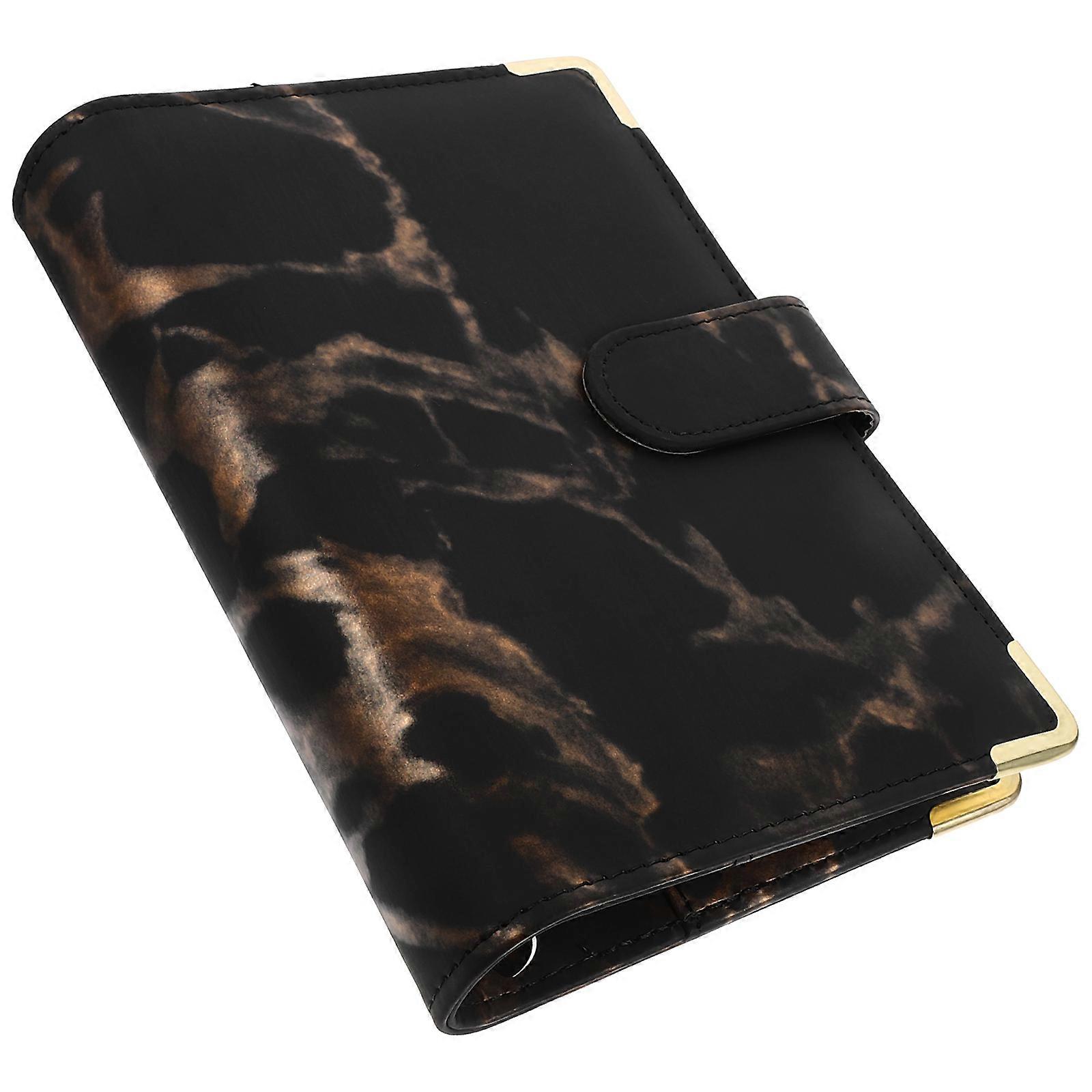 Black 6-Ring Binder Notebook Cover Designed For Daily Use And School Purposes With Material Storage 5Pcs