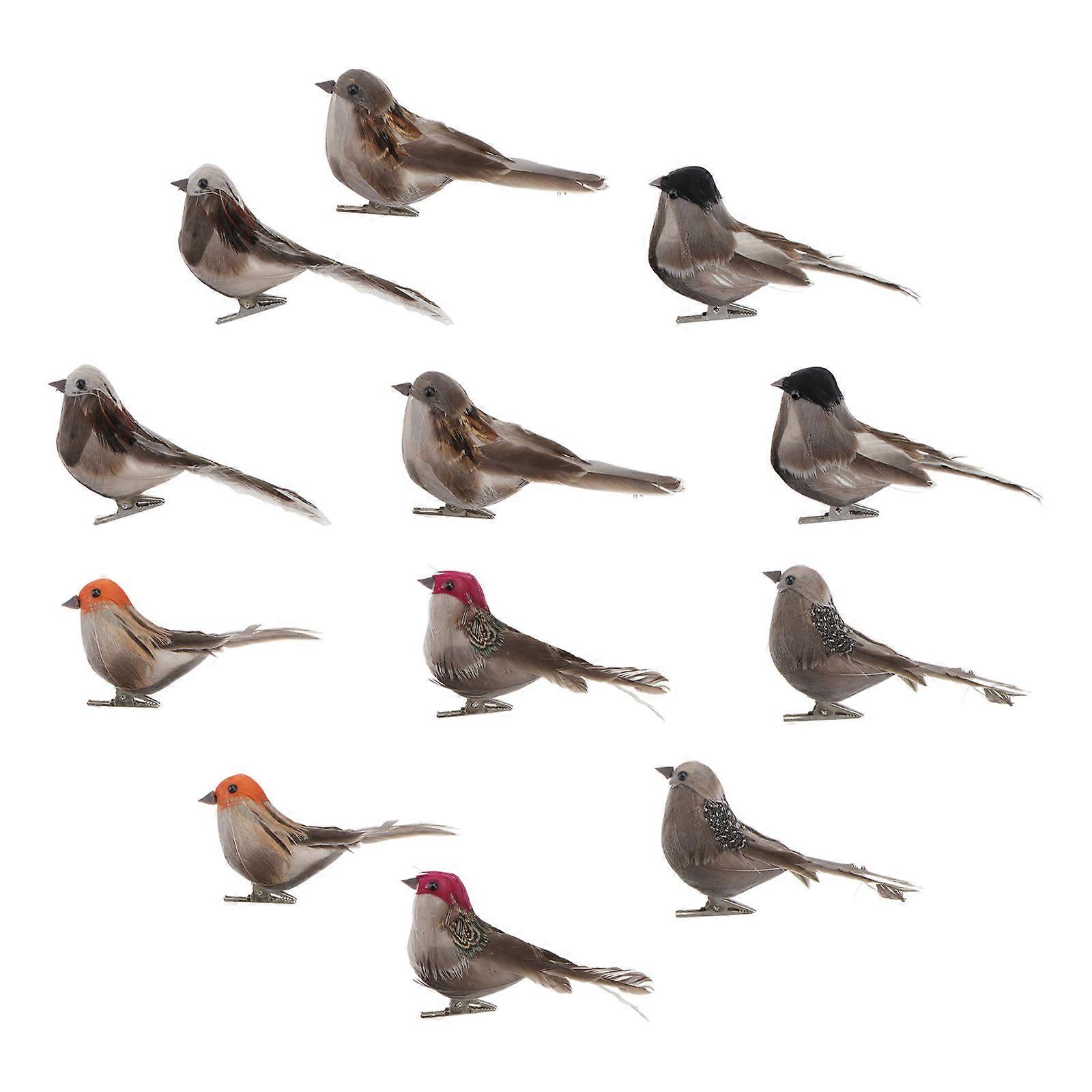 Bird Ornament Lifelike Scene Statue for Decor 24Pcs Simulated Sparrow