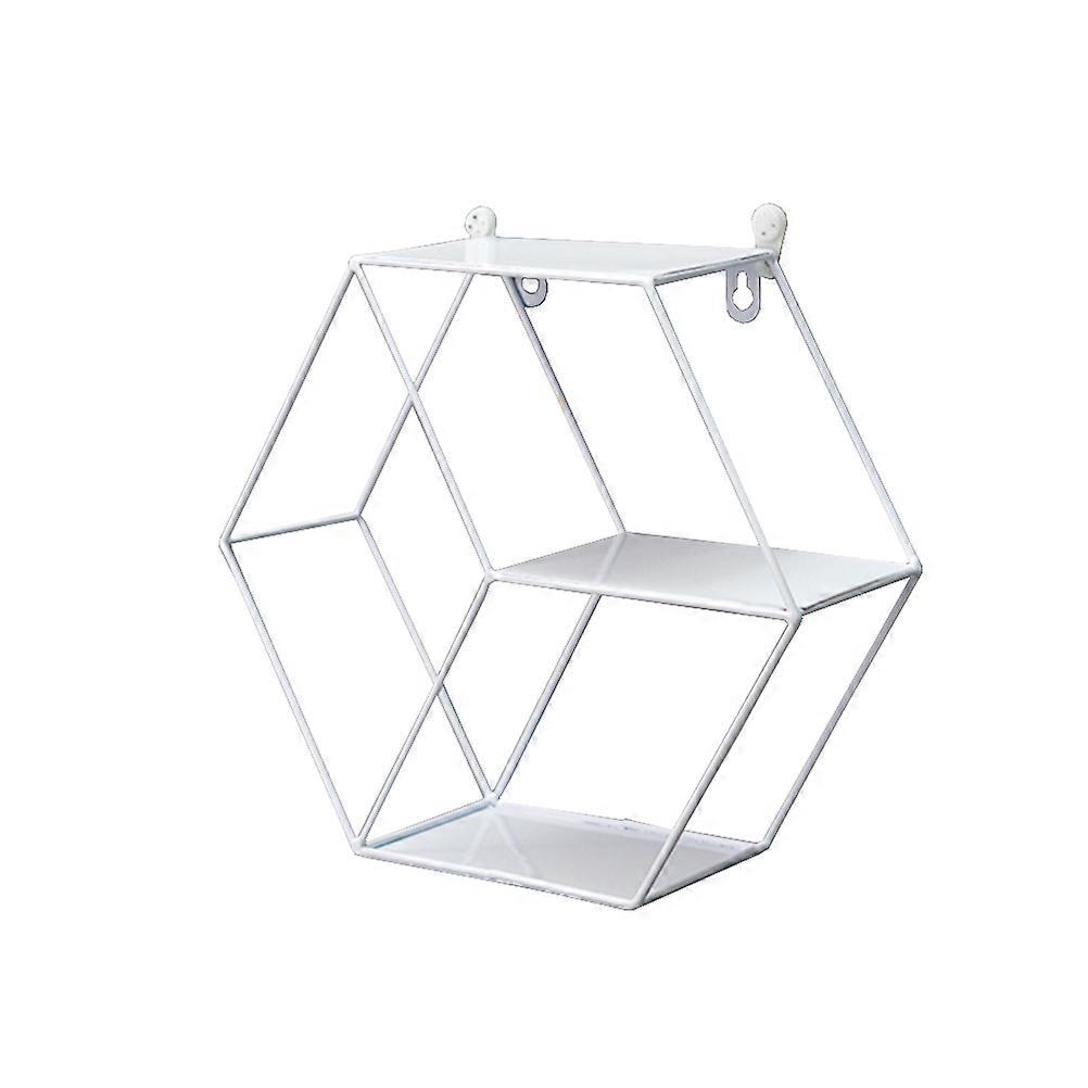 Wall Decor Hexagon Storage Rack for Storage Use 2Pcs White