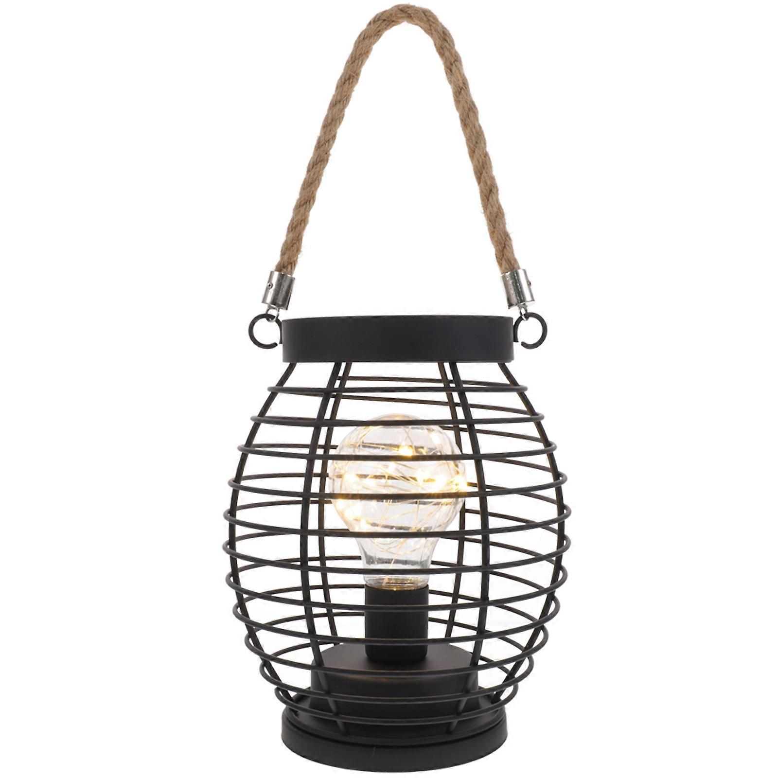 Industrial Table Lamp for Decor with Iron Cage Light and Battery Operation