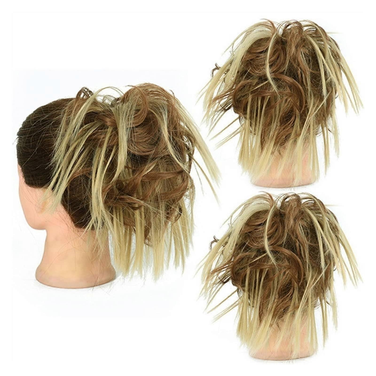 Hair Bun Extensions Thick Messy Bun Hairpiece Synthetic Curly Wavy Scrunchie Ponytail Elastic Band Color Q17 12H25