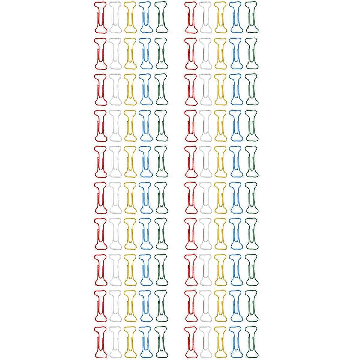 100pcs Bone Shape Multicolor Metal Paper Clips