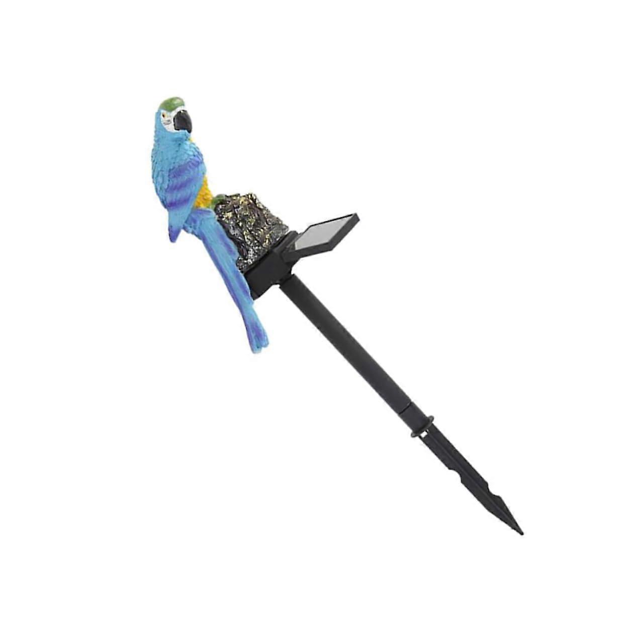 Solar Ground Plug Light with Creative Parrot Design for Garden, Blue and Warm Light, Easy Installation, Durable Outdoor Decor