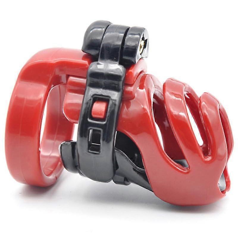 Chastity Cage Red Resin  Replaceable 4 Size Ring Set, One Key, Comfortable Fitness Protection Cage For Couples Gift
