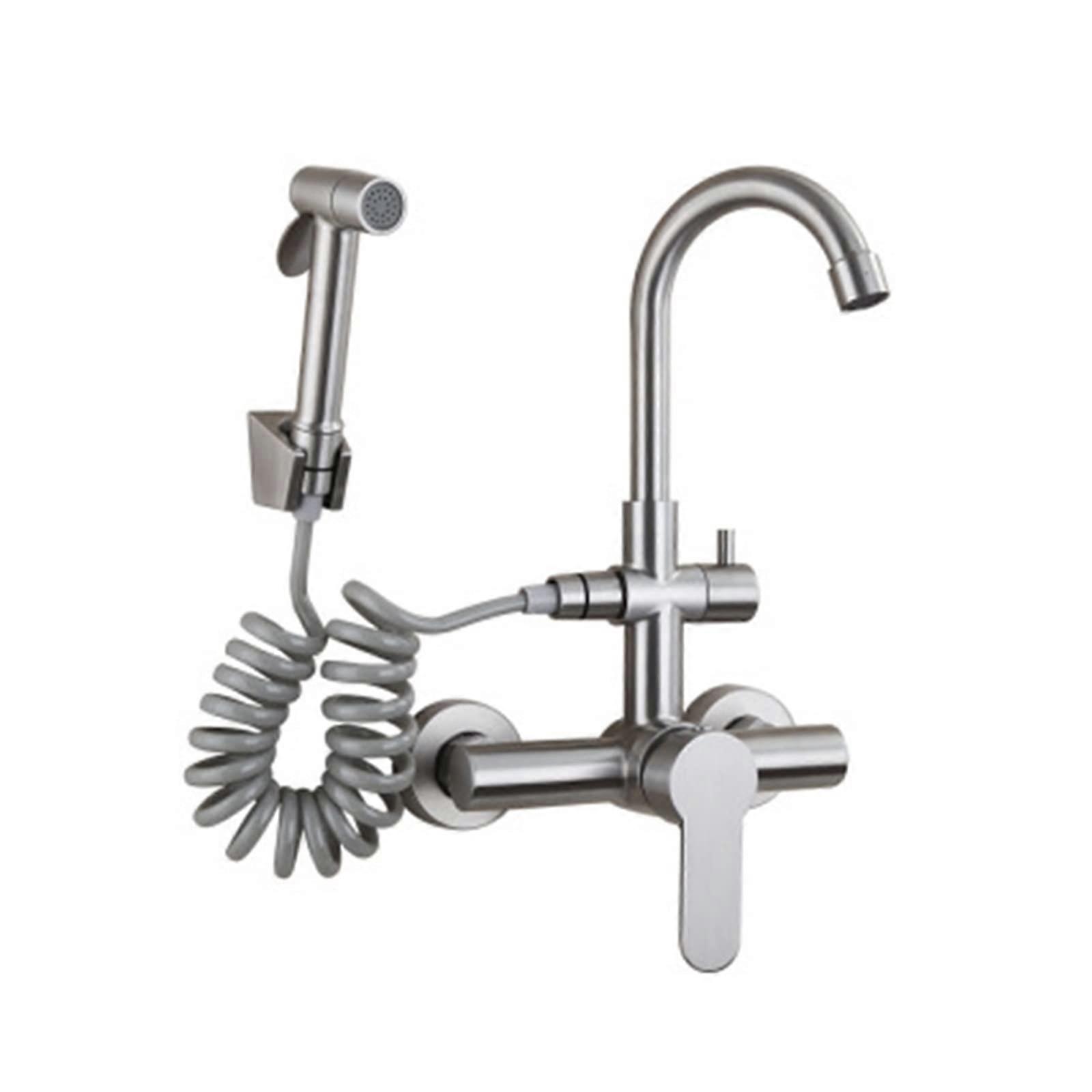 Black Kitchen Faucet 304 Stainless Steel Two Mode 360 Rotation Handheld Shower Hot Cold Mixer Brushed Nickel Finish