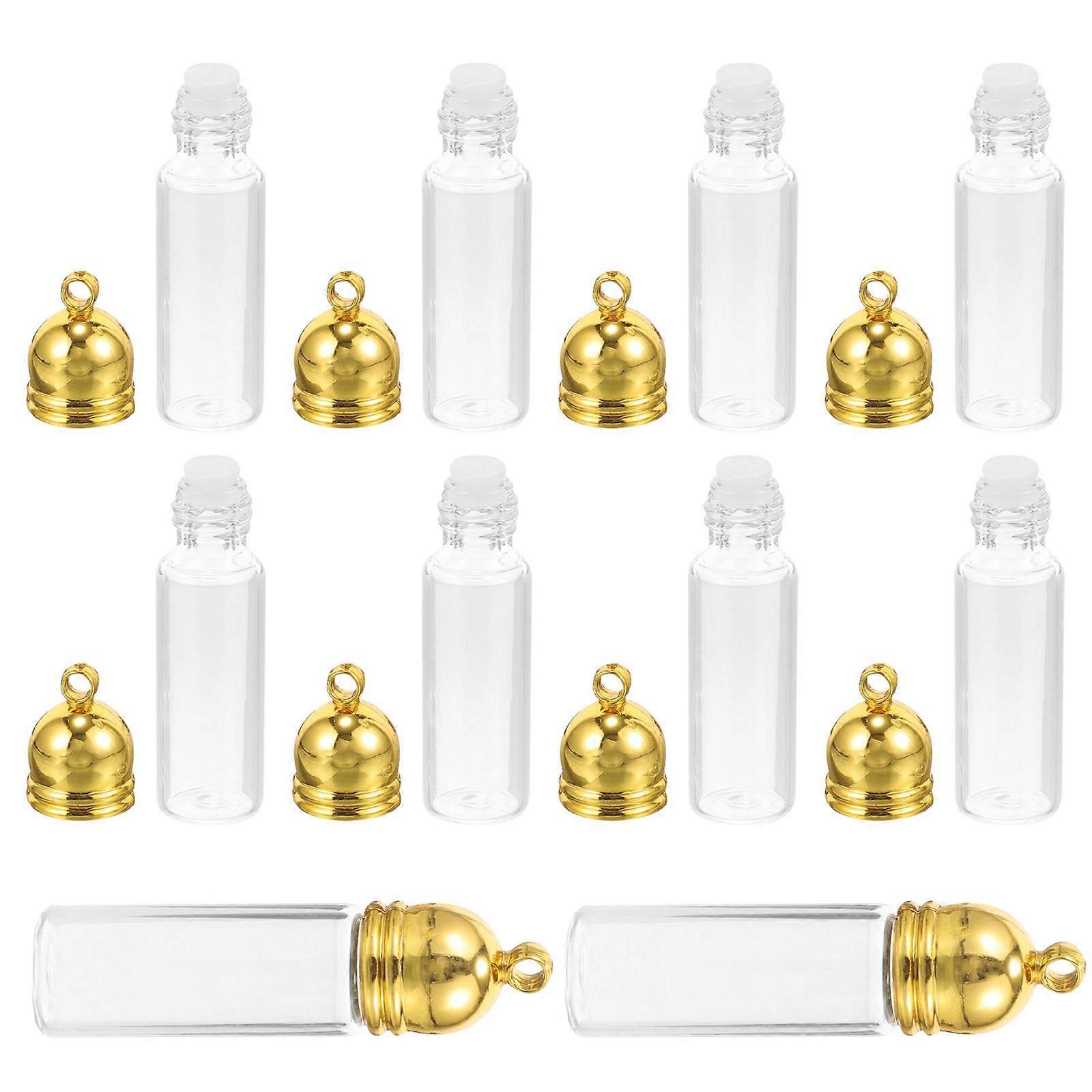 Small Glass Bottles Wish Mini Bottles for Wishing Jars 20Pcs Golden Set